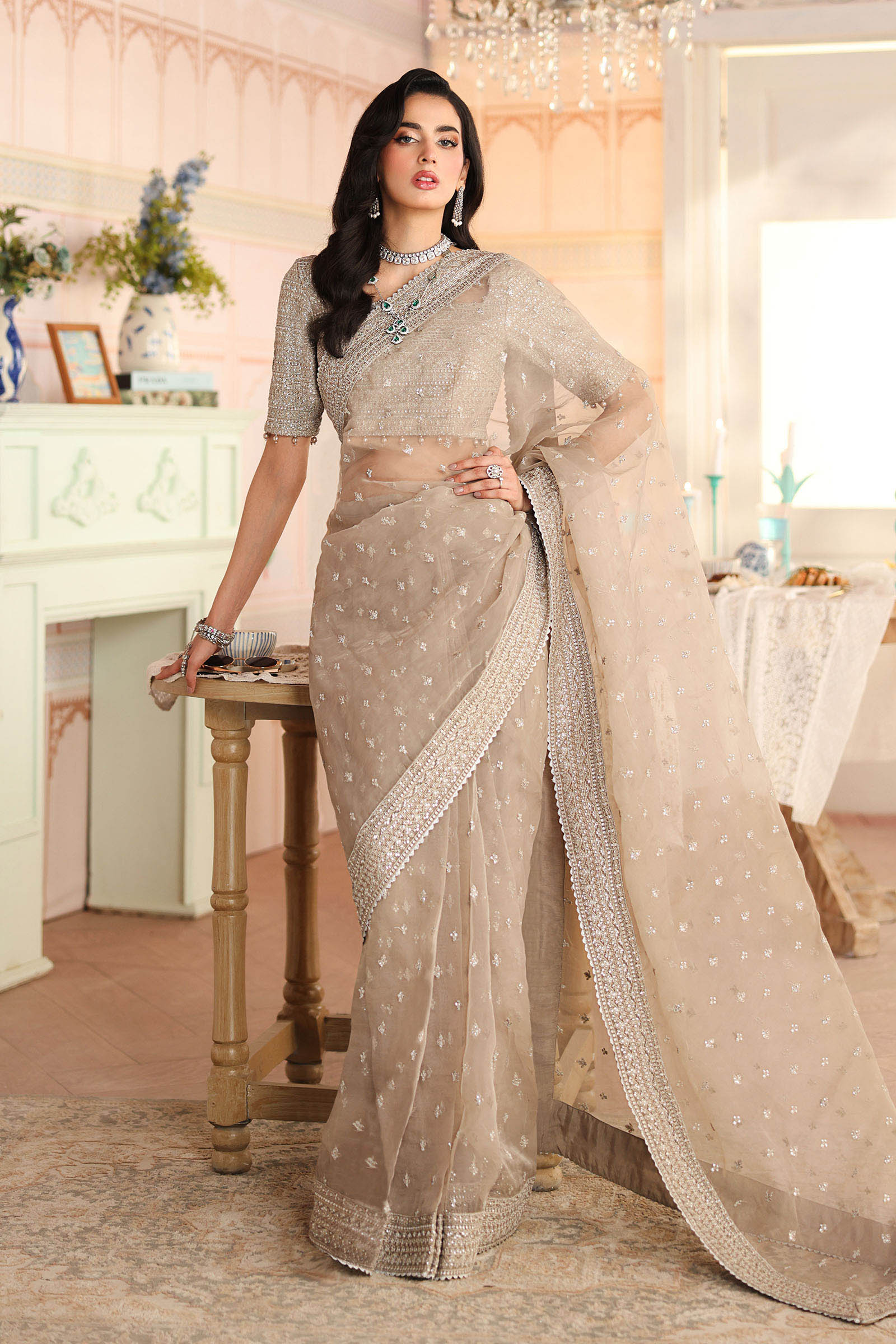 Maria B | Pre Fall Dresses | Embroidered Raw Silk Saree II
