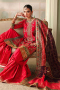 Maria B | Pre Fall Dresses | 3 Piece Embroidered Bamber Raw Silk Suit Carrot Pink
