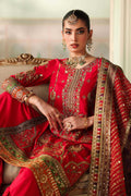 Maria B | Pre Fall Dresses | 3 Piece Embroidered Bamber Raw Silk Suit Carrot Pink