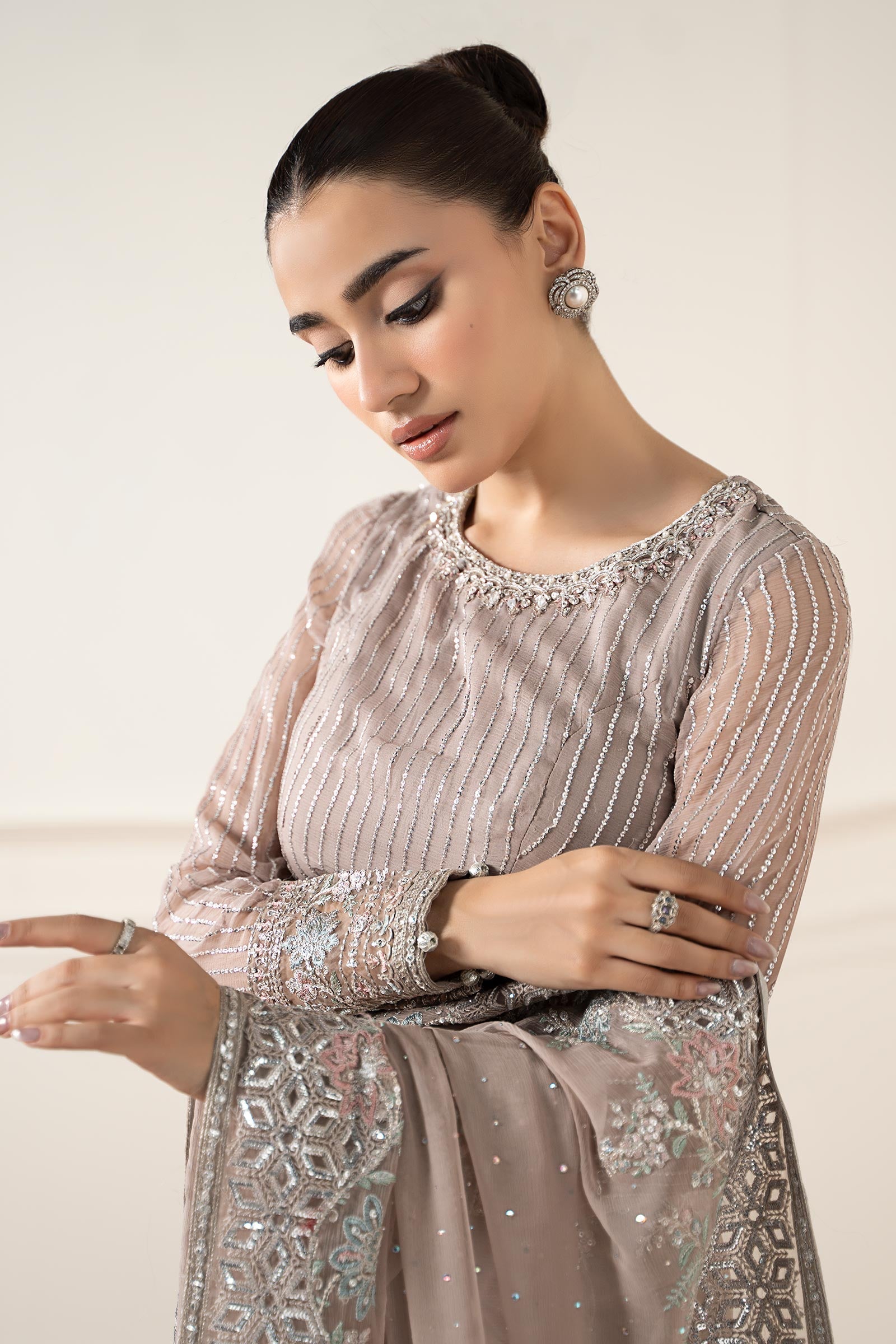 Maria B | Pre Fall Dresses | Embroidered Chiffon Saree FF