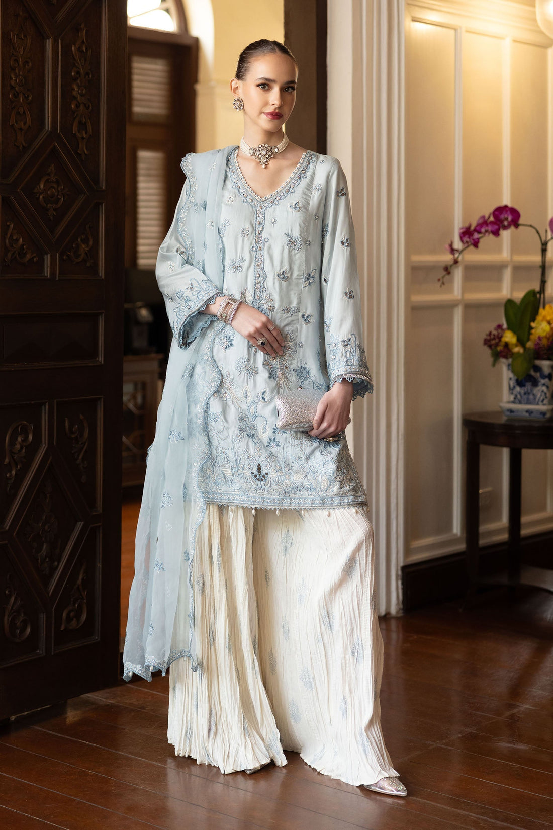 Maria B | Eid Collection Formals 26 | 3 Piece Embroidered Raw Silk Suit