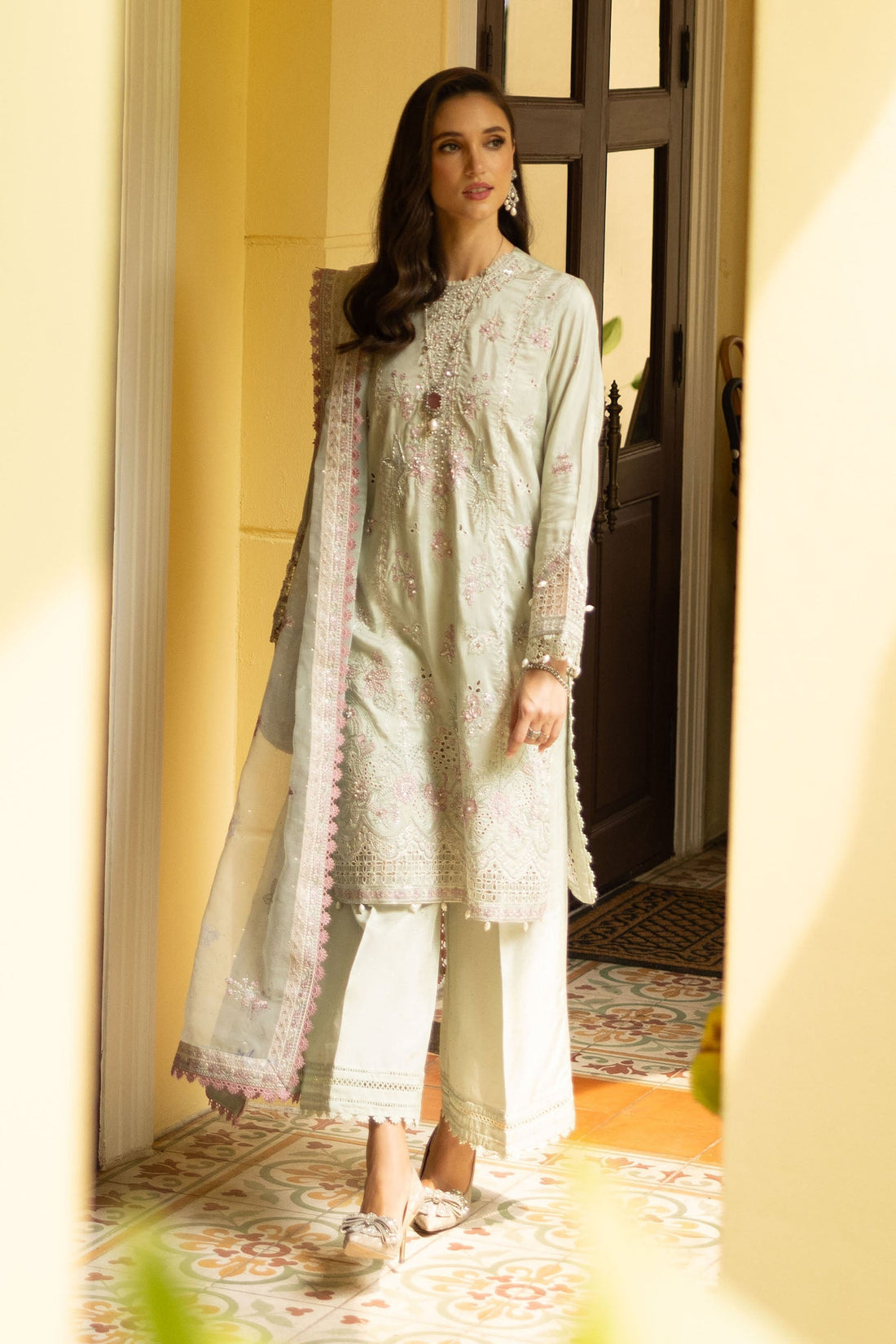 Maria B | Eid Collection Formals 26 | 3 Piece Embroidered Raw Silk Suit