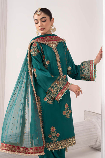 Maria B | Eid Collection Formals 26 | 3 Piece Embroidered Raw Silk Suit
