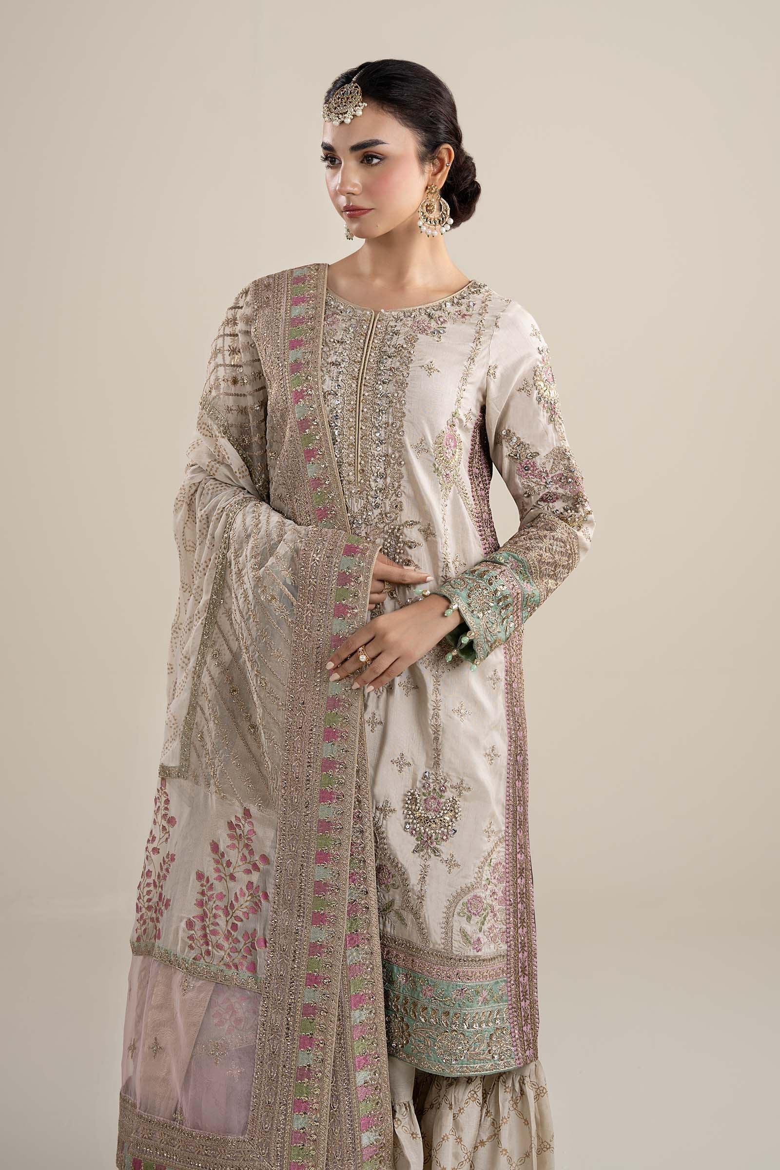 Maria B | Pre Fall Dresses | 3 Piece Embroidered Bamber Raw Silk Suit HH