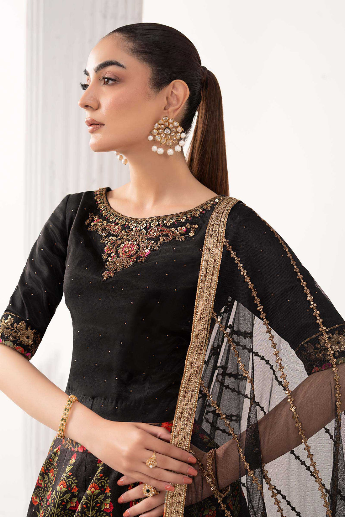 Maria B | Eid Collection Formals 26 | 3 Piece Embroidered Raw Silk Suit