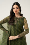Maria B | Pre Fall Dresses | 3 Piece Embroidered Suit Deep Olive Green