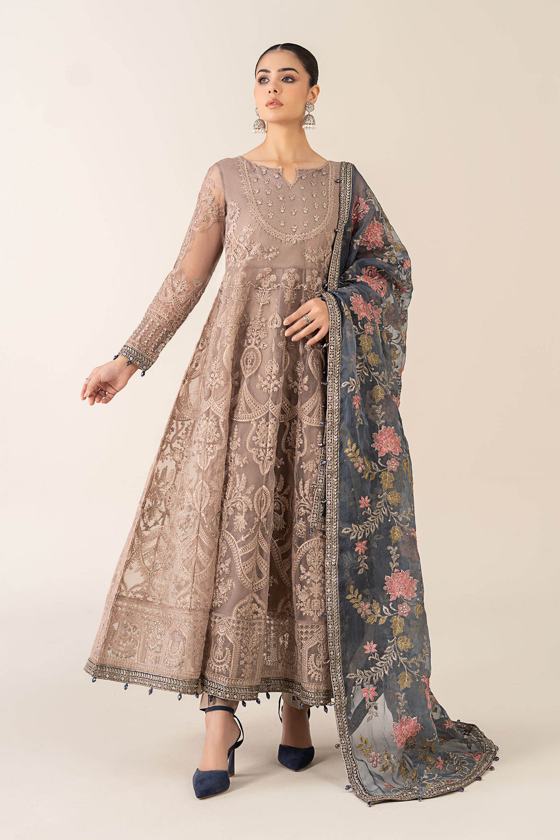 Maria B | Pre Fall Dresses | 3 Piece Embroidered Suit Gray