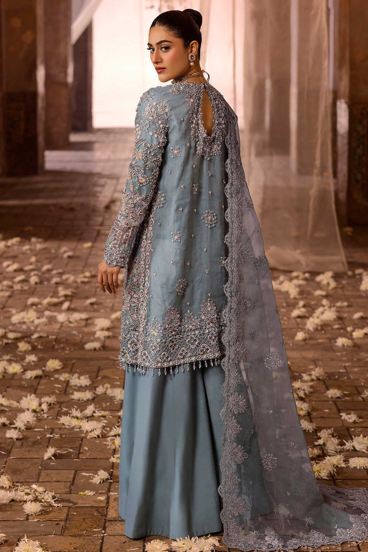 Motifz | Bridal Couture | 0014-FIROZEH EMBROIDERED ORGANZA STITCHED