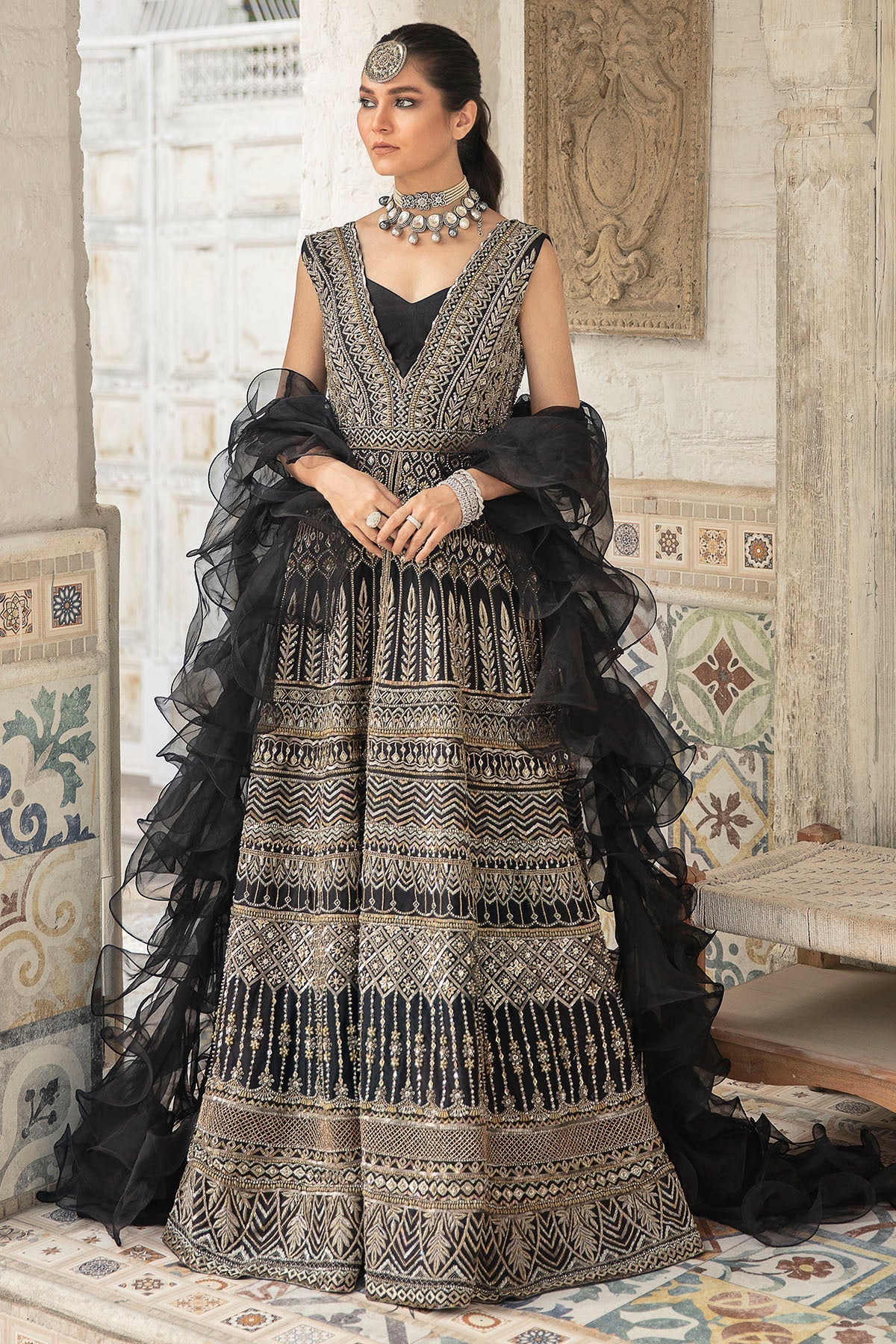 Motifz | Couture Wedding Wear | 0088-SURREAL HAND EMBELLISHED RAW SILK STITCHED
