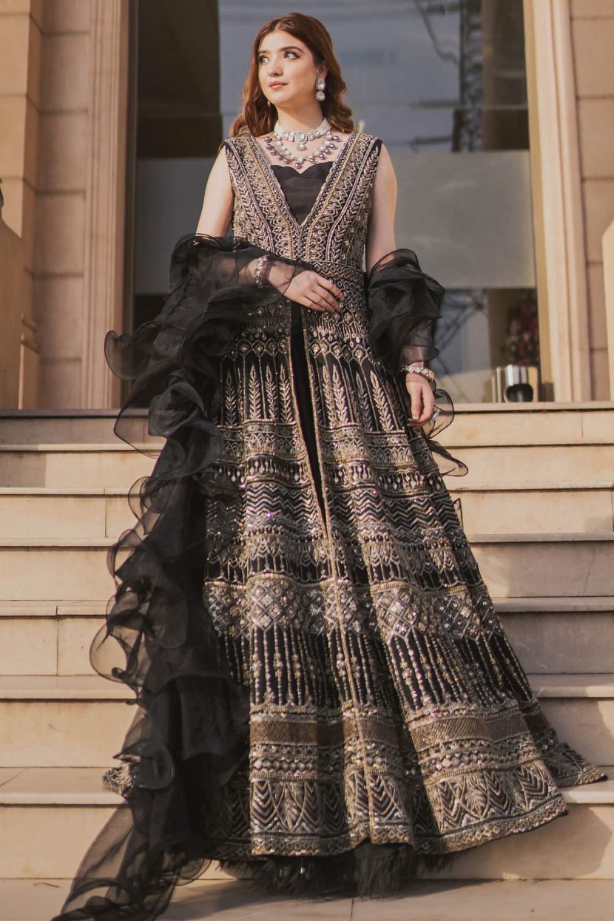 Motifz | Couture Wedding Wear | 0088-SURREAL HAND EMBELLISHED RAW SILK STITCHED