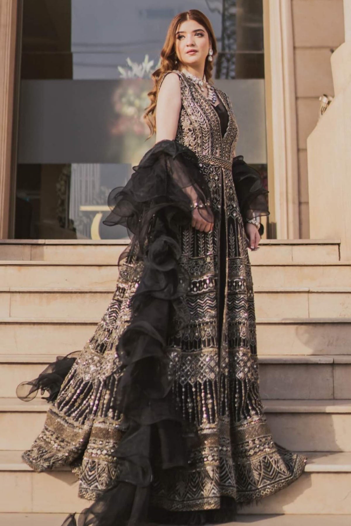 Motifz | Couture Wedding Wear | 0088-SURREAL HAND EMBELLISHED RAW SILK STITCHED