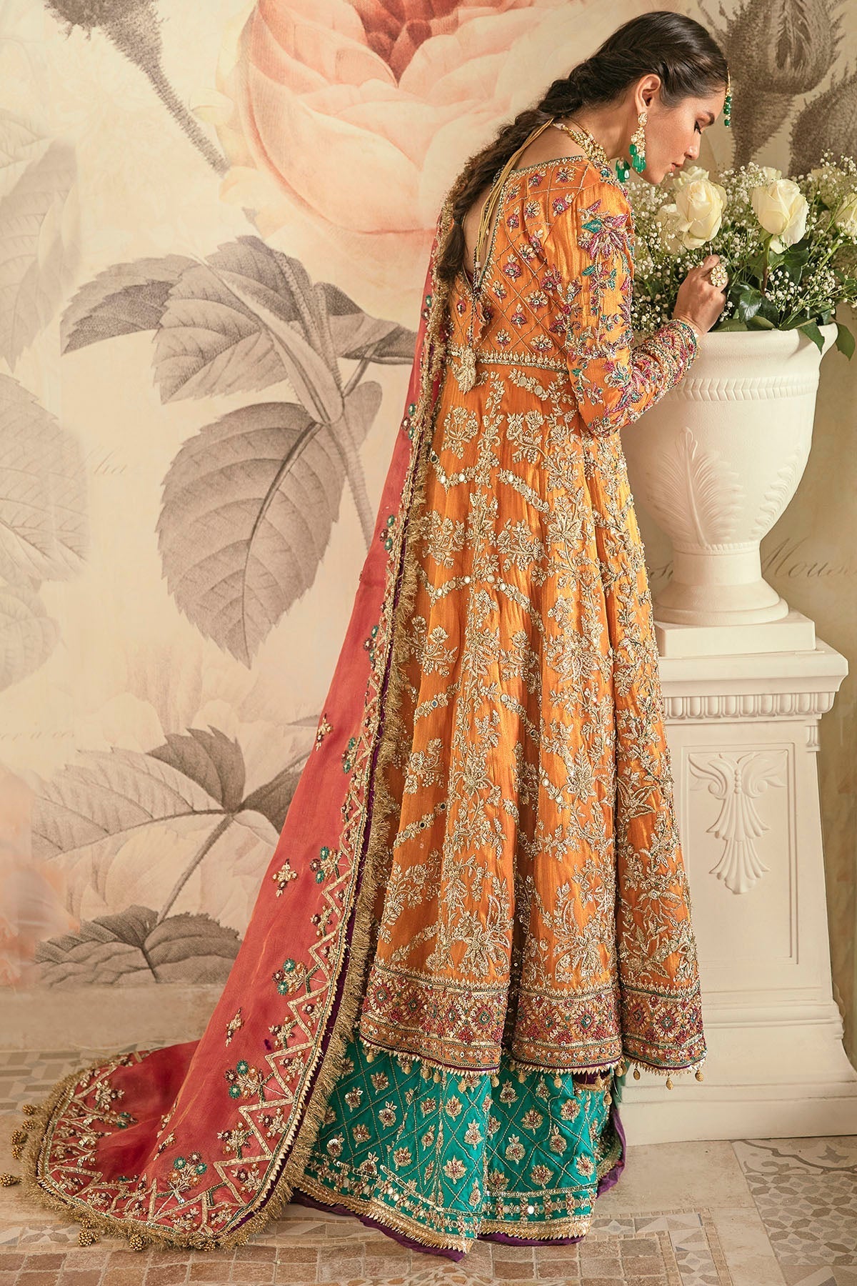 Motifz | Couture Wedding Wear | 0090-FLORENCE HAND EMBELLISHED SILK NET STITCHED