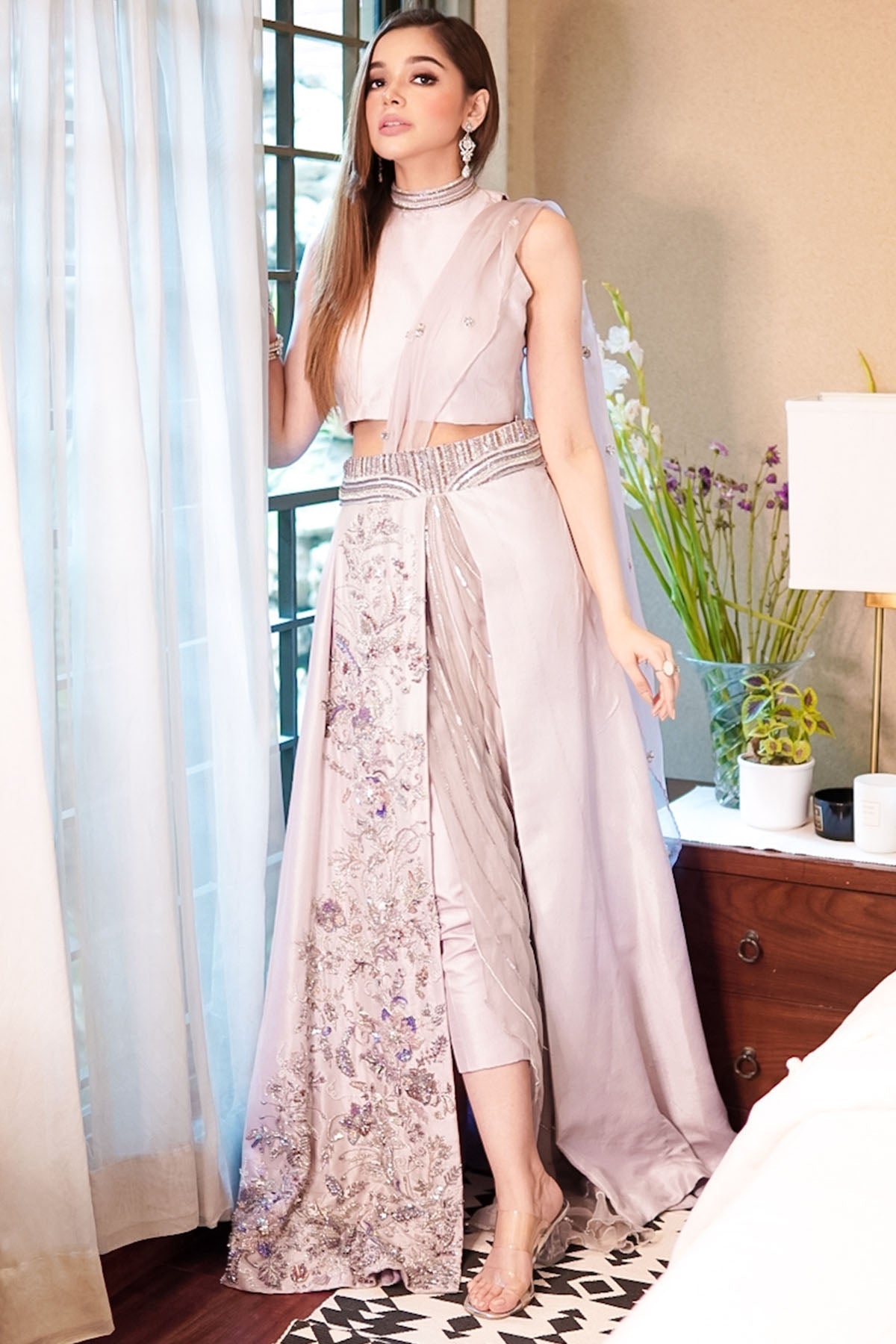 Motifz | Couture Camila | 0095-LAVENDER HAND EMBELLISHED RAW SILK STITCHED