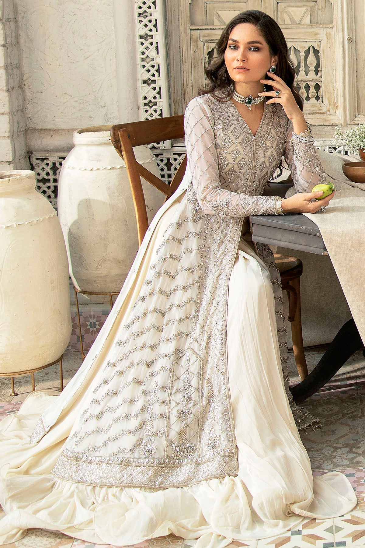 Motifz | Couture Wedding Wear | 0097-SERENE HAND EMBELLISHED SILK NET STITCHED