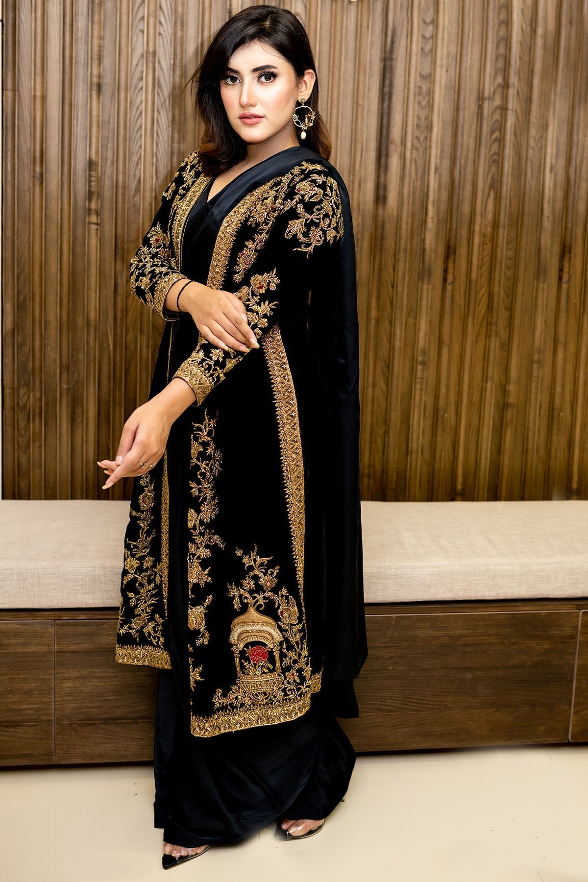 Motifz | Couture Camila | 0099-BLACK-JEWEL HAND EMBELLISHED SILK STITCHED