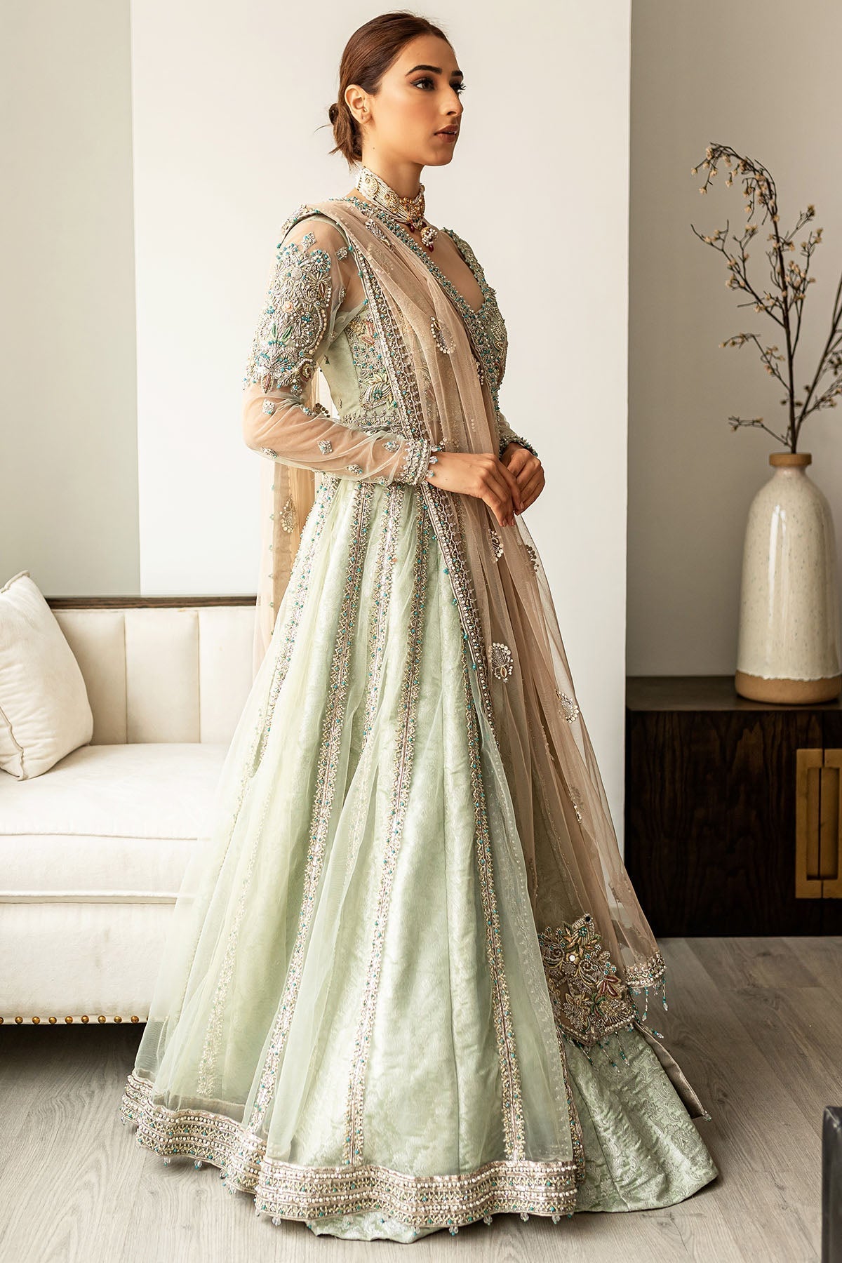 Motifz | Couture Wedding Wear | 0101-SUBLIME HAND EMBELLISHED SILK NET STITCHED