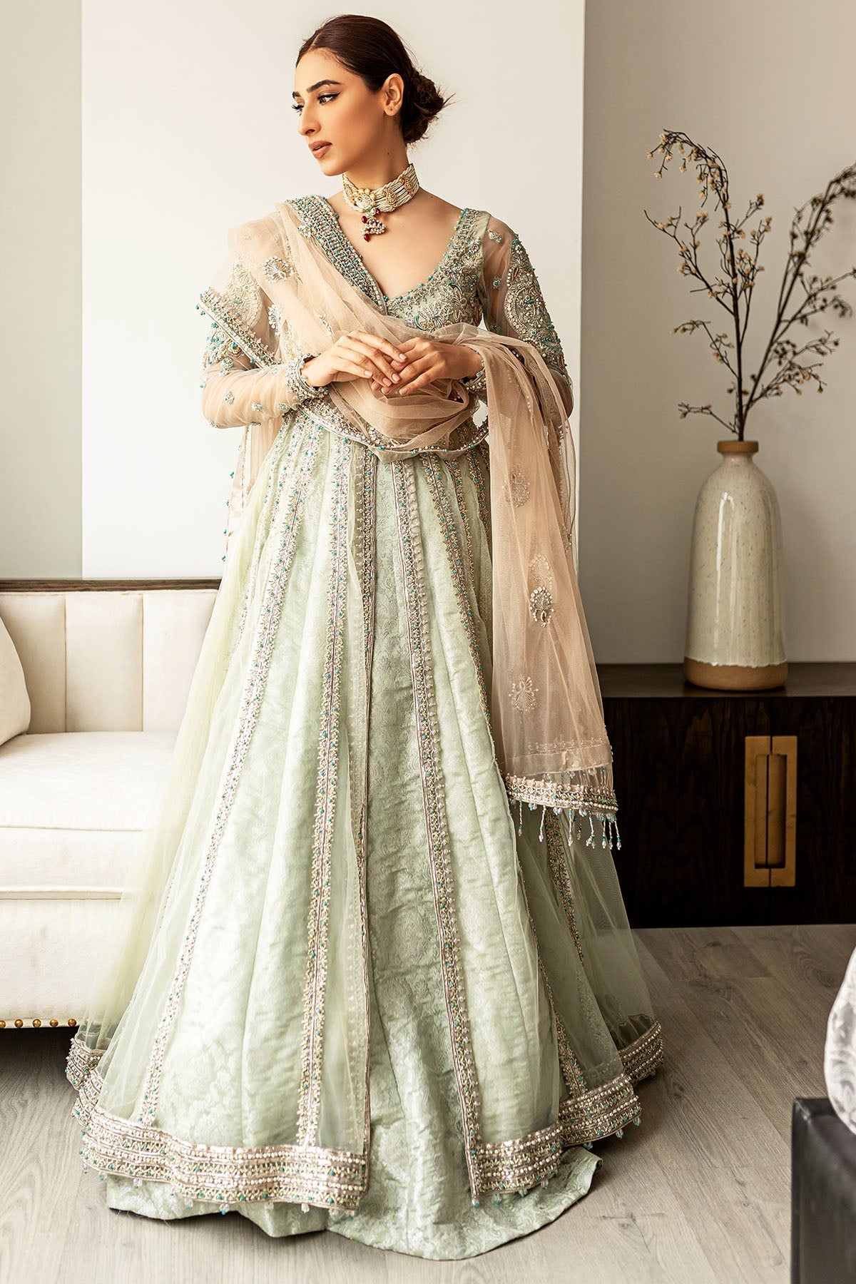 Motifz | Couture Wedding Wear | 0101-SUBLIME HAND EMBELLISHED SILK NET STITCHED