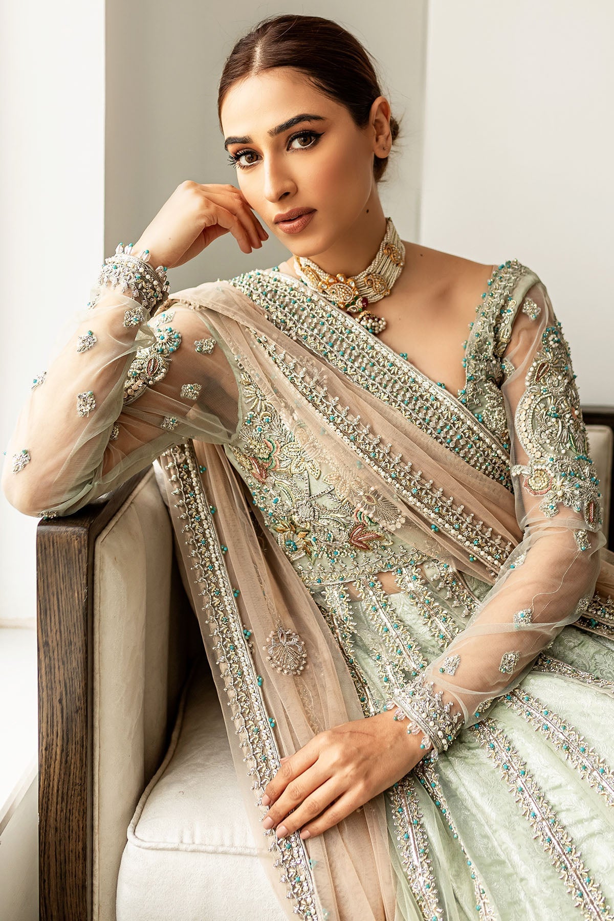 Motifz | Couture Wedding Wear | 0101-SUBLIME HAND EMBELLISHED SILK NET STITCHED