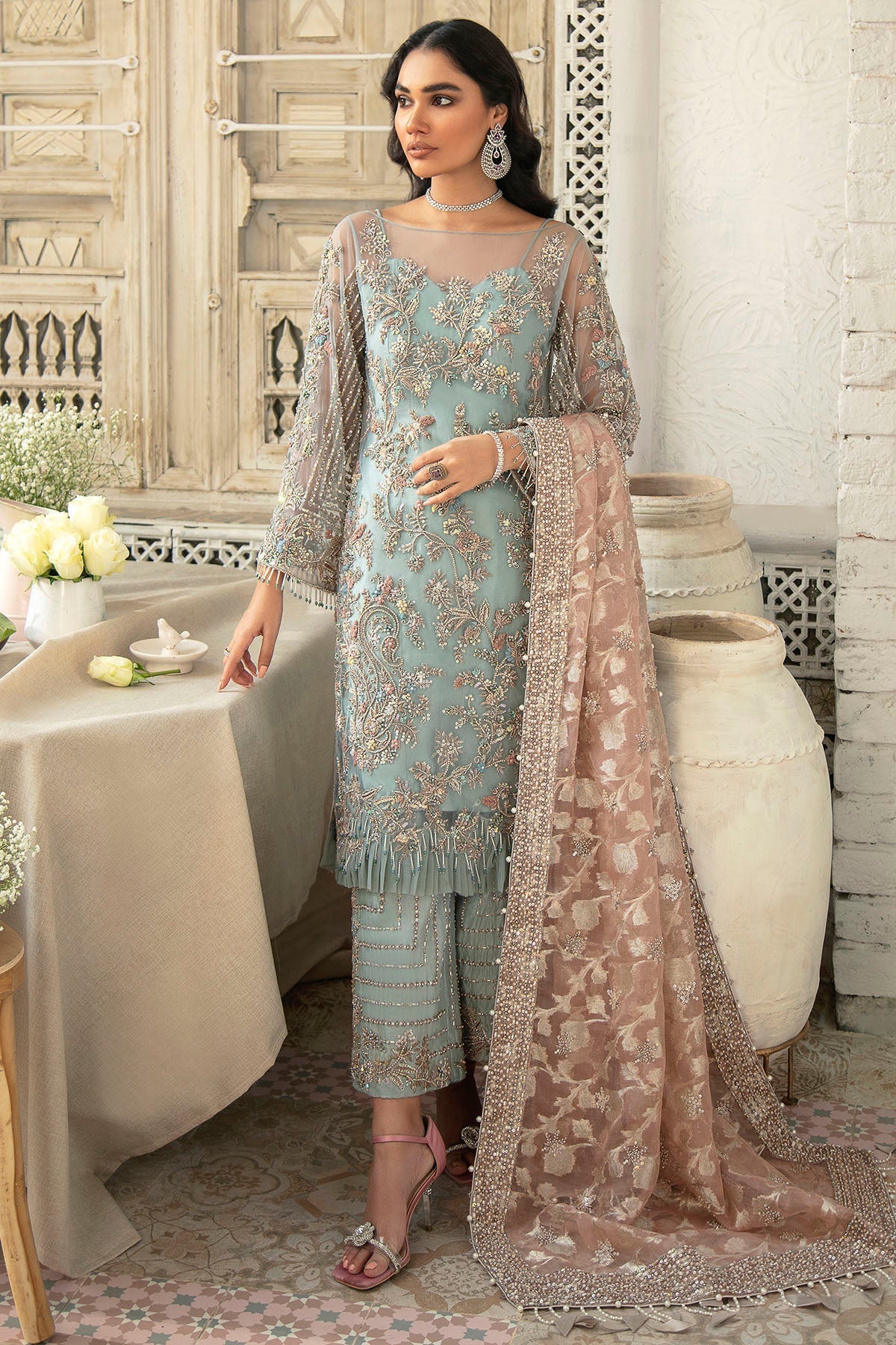Motifz | Couture Wedding Wear | 0104-CELESTE HAND EMBELLISHED SILK NET STITCHED