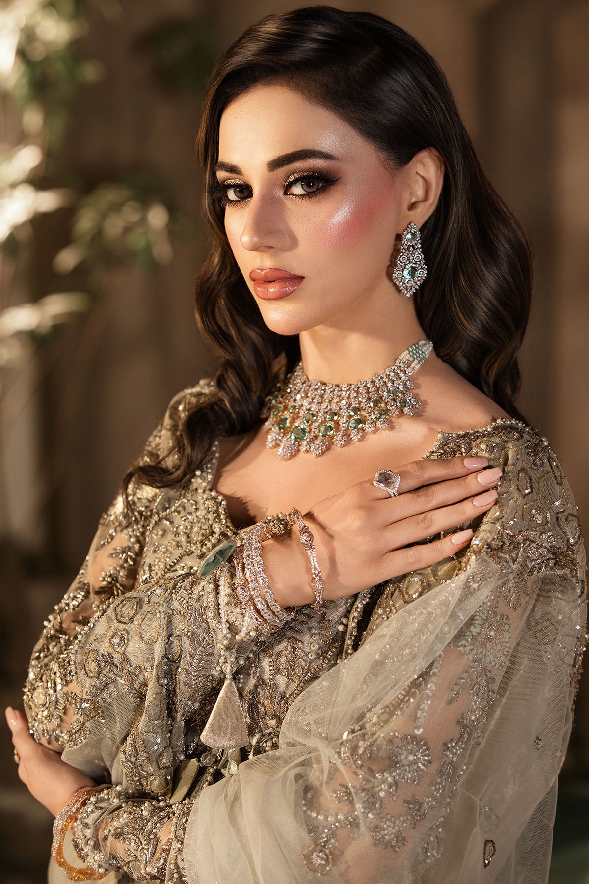 Motifz | Couture Wedding Wear | 0105-GRANDURE HAND EMBELLISHED SILK NET STITCHED