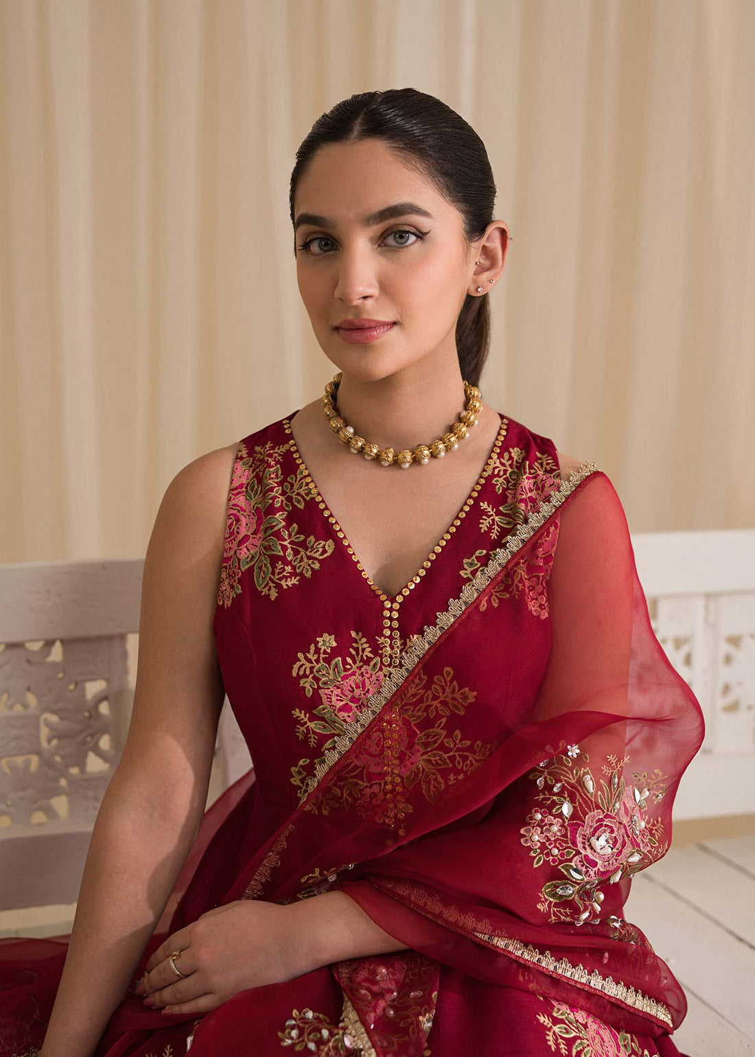 Sadaf Fawad Khan | Lyla Festive Pret | Deep Rose - House Of Anaya