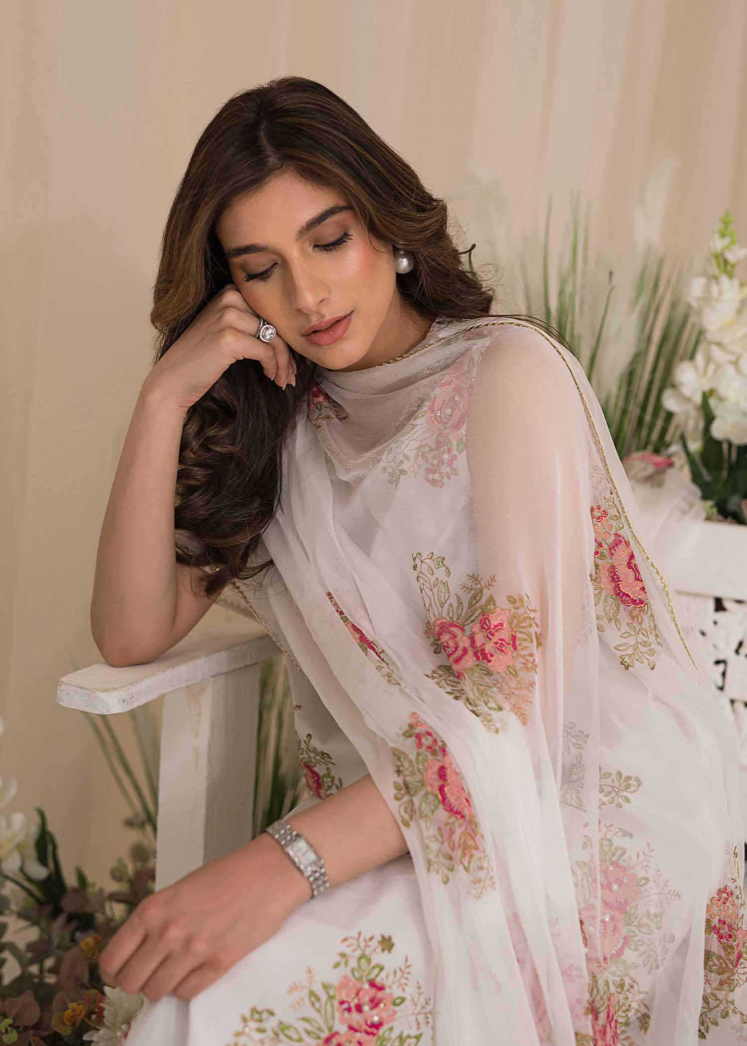 Sadaf Fawad Khan | Lyla Festive Pret | Tea Rose - House Of Anaya