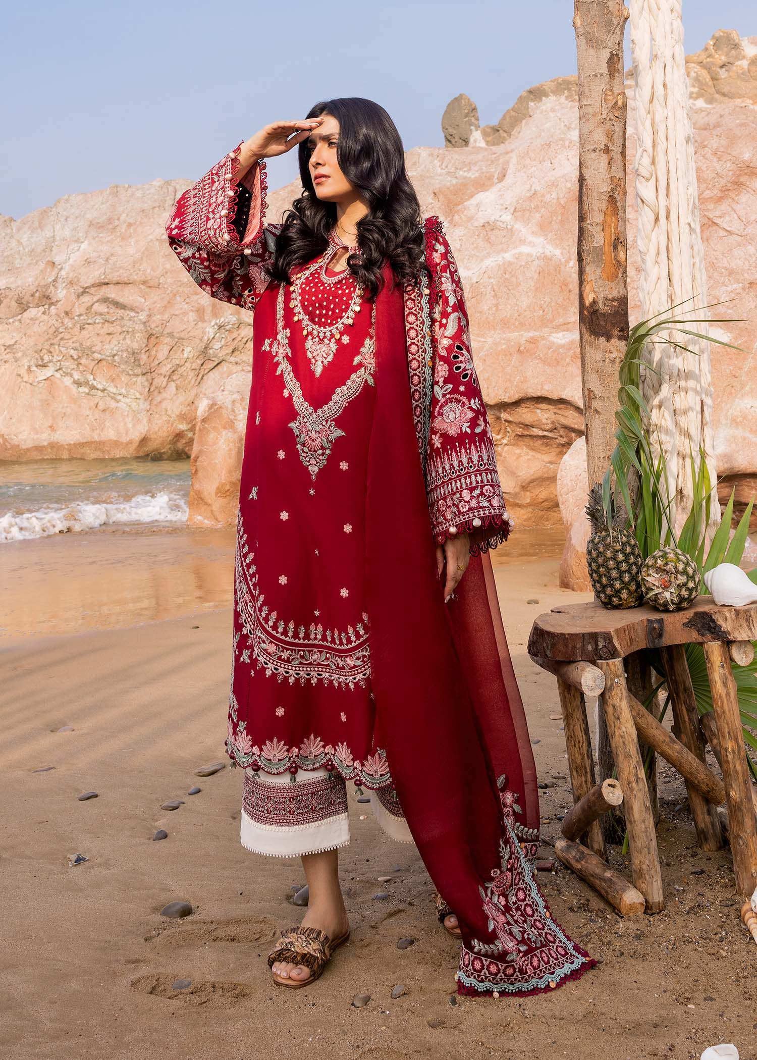 Sadaf Fawad Khan | Siraa Luxury Lawn 24| Calah (A) - House Of Anaya