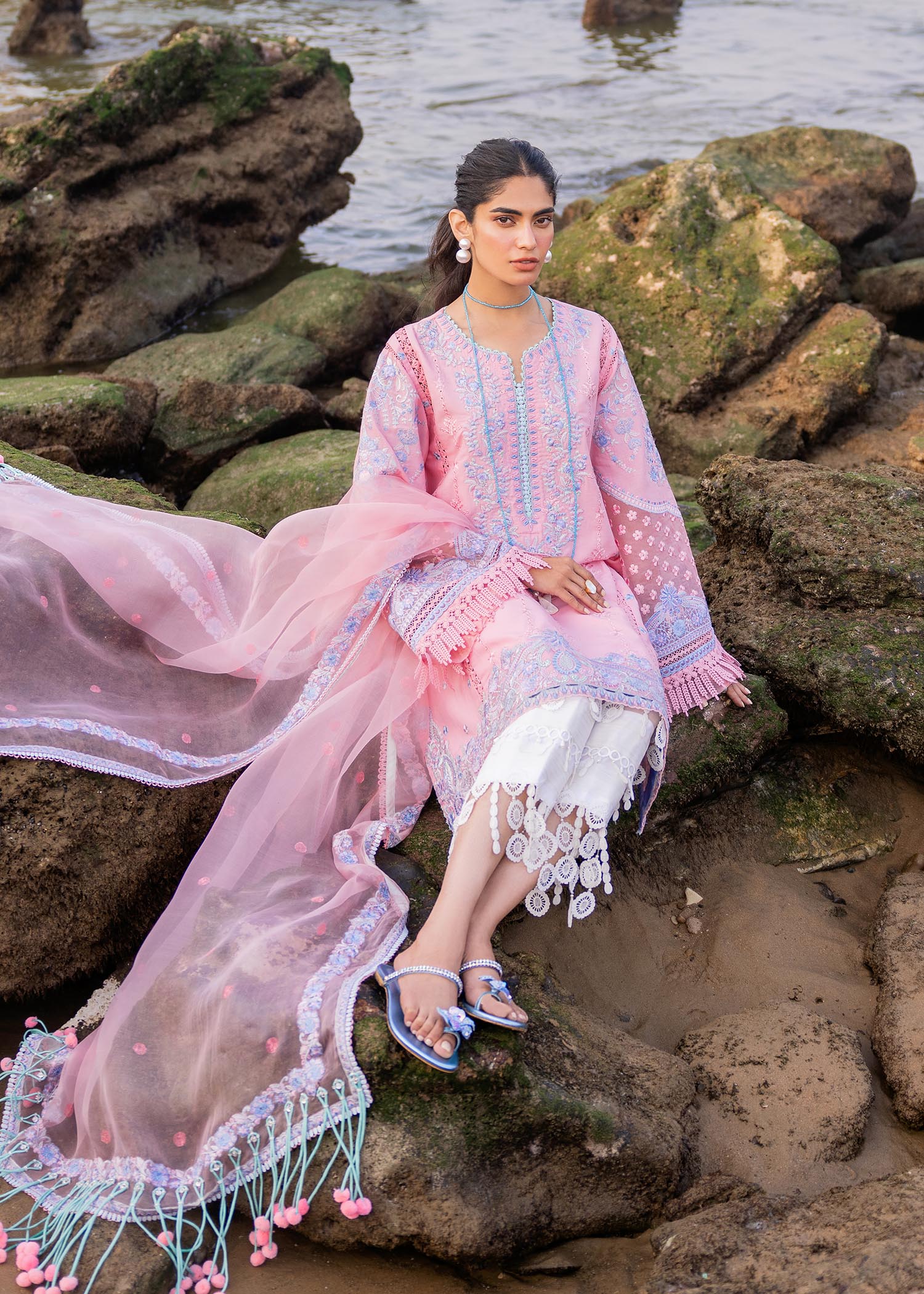 Sadaf Fawad Khan | Siraa Luxury Lawn 24| Amira (B) - House Of Anaya