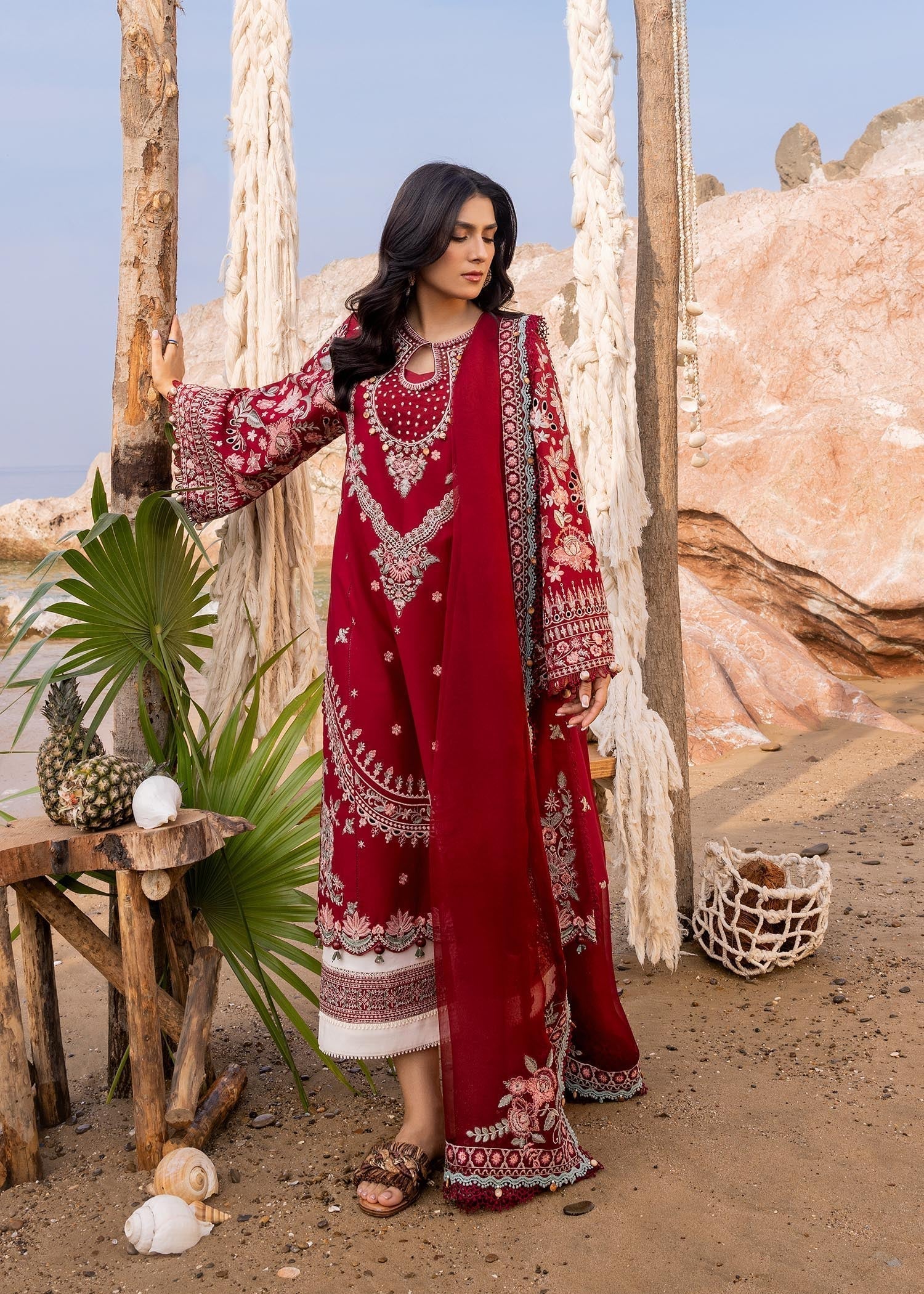 Sadaf Fawad Khan | Siraa Luxury Lawn 24| Calah (A) - House Of Anaya