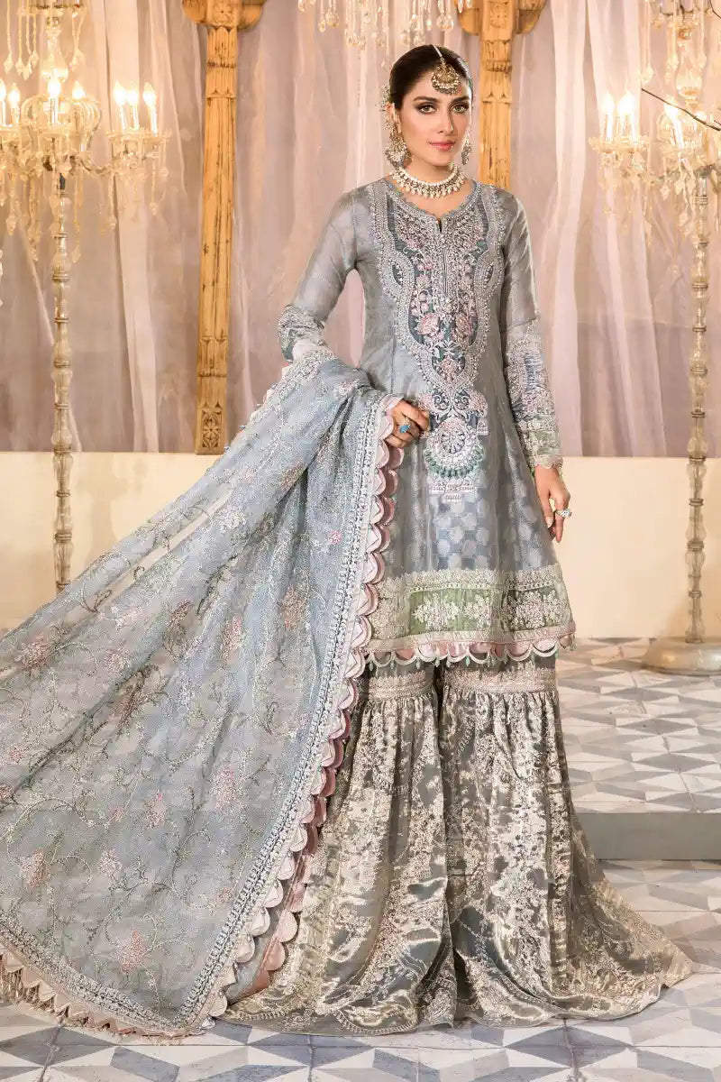 Maria B | Embroidered Collection 22 | Pearl Blue and Ash Pink (BD-2403) - House Of Anaya