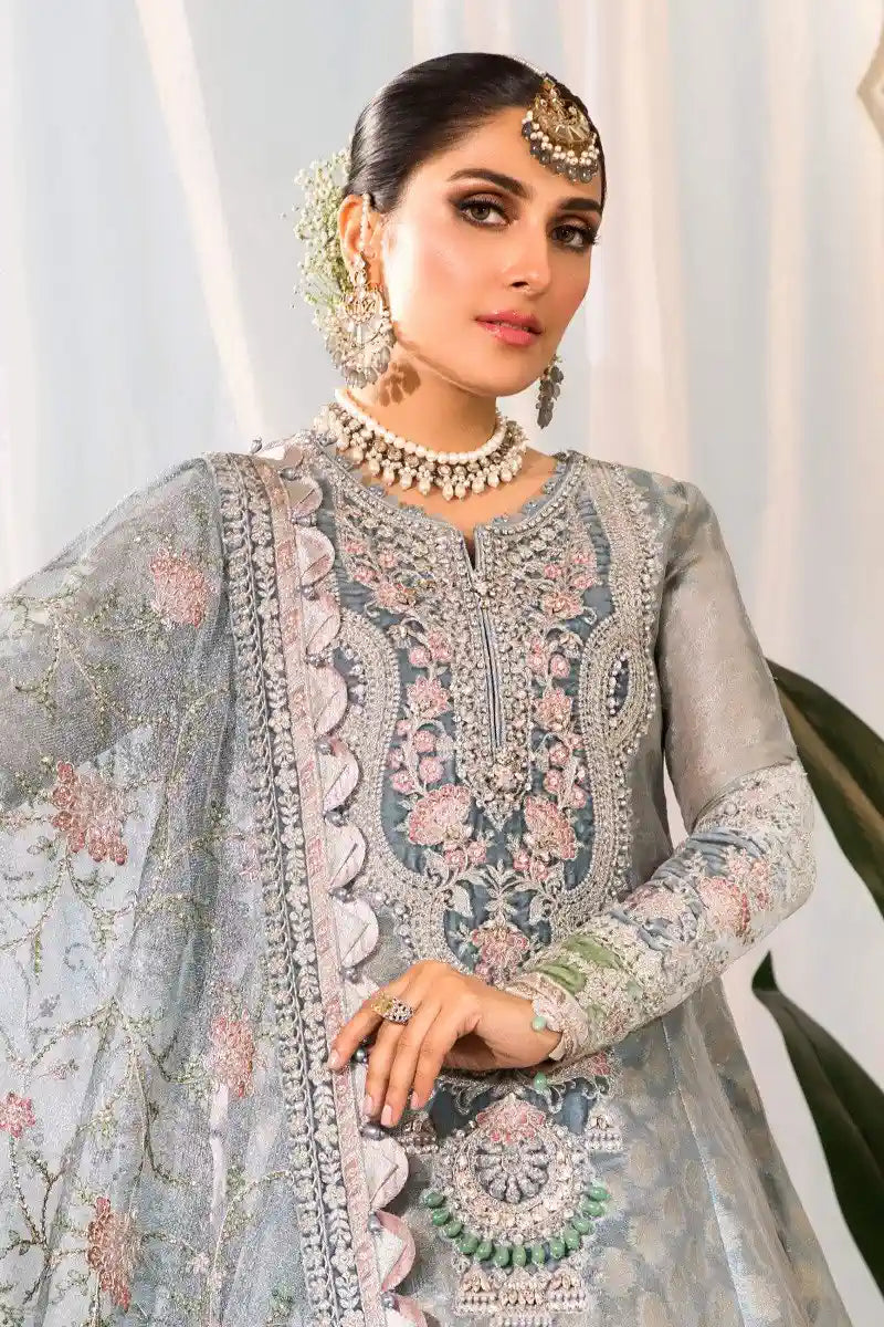 Maria B | Embroidered Collection 22 | Pearl Blue and Ash Pink (BD-2403) - House Of Anaya