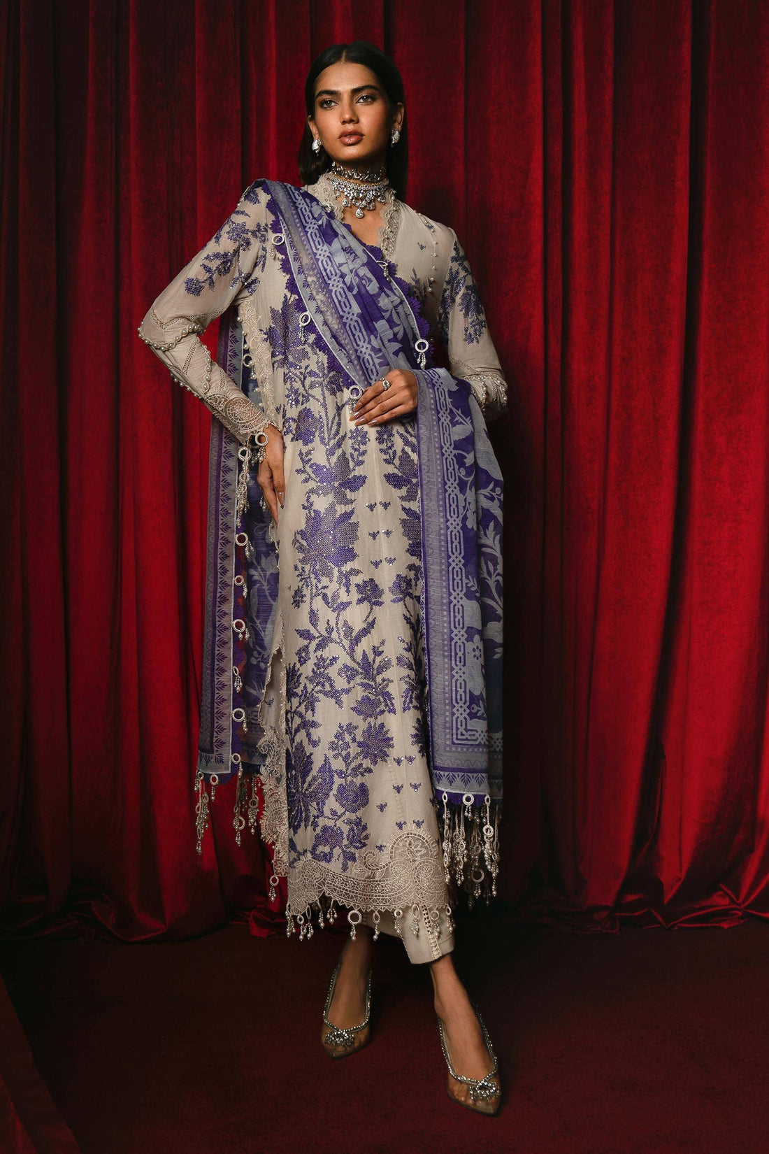 Sana Safinaz | Luxury Collection 24 | L241-008B-3CV - House Of Anaya