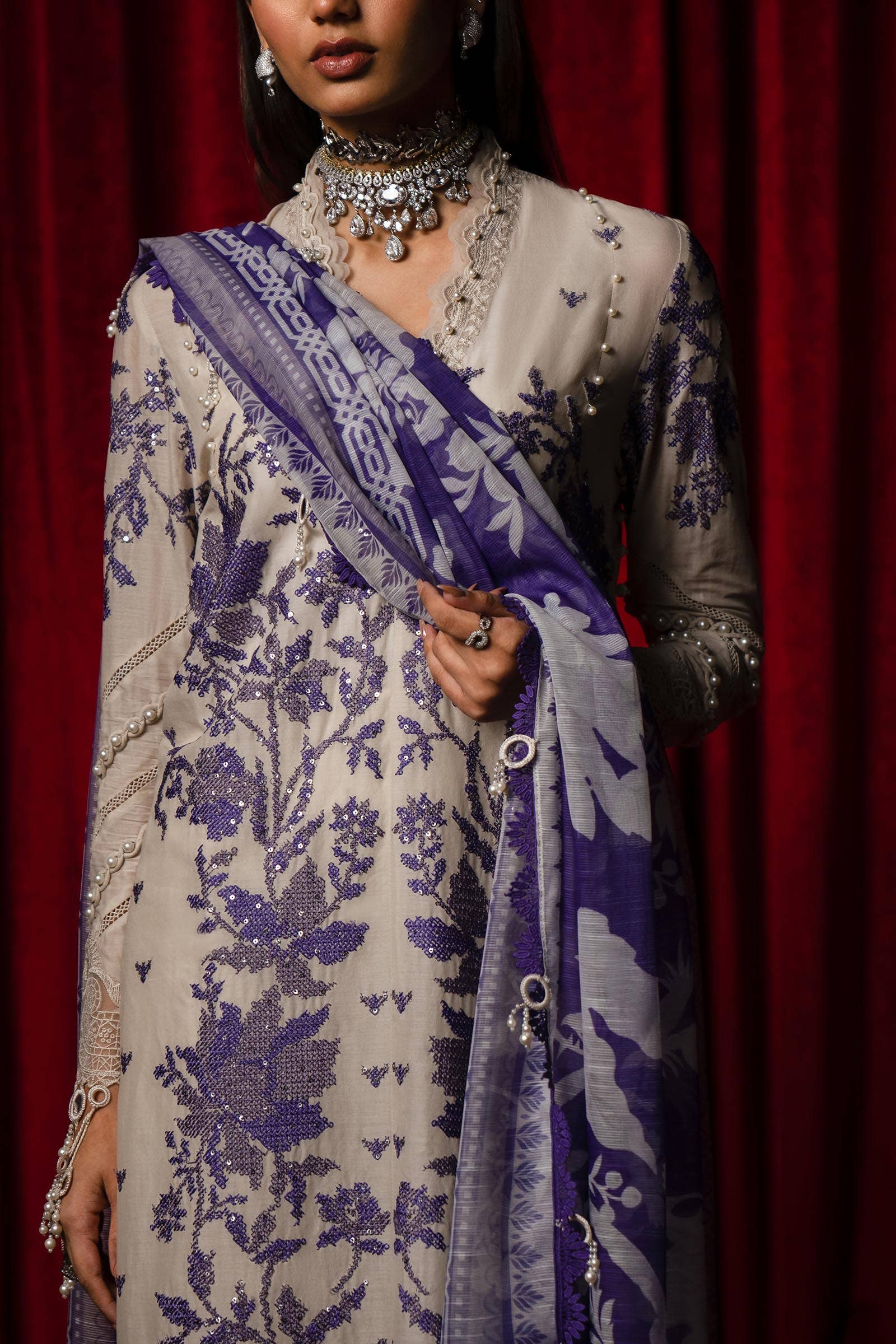 Sana Safinaz | Luxury Collection 24 | L241-008B-3CV - House Of Anaya