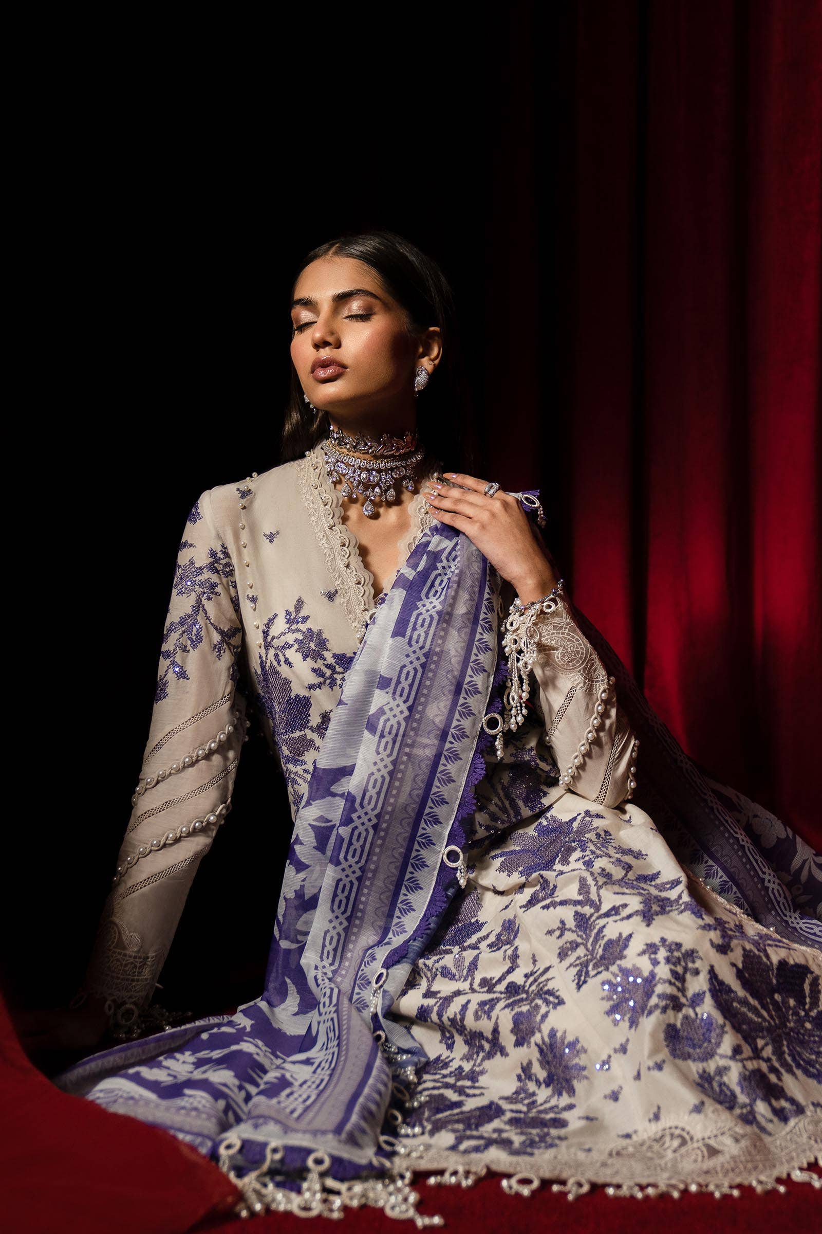 Sana Safinaz | Luxury Collection 24 | L241-008B-3CV - House Of Anaya