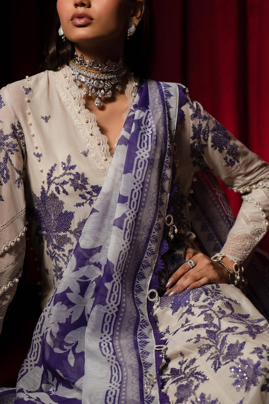 Sana Safinaz | Luxury Collection 24 | L241-008B-3CV - House Of Anaya