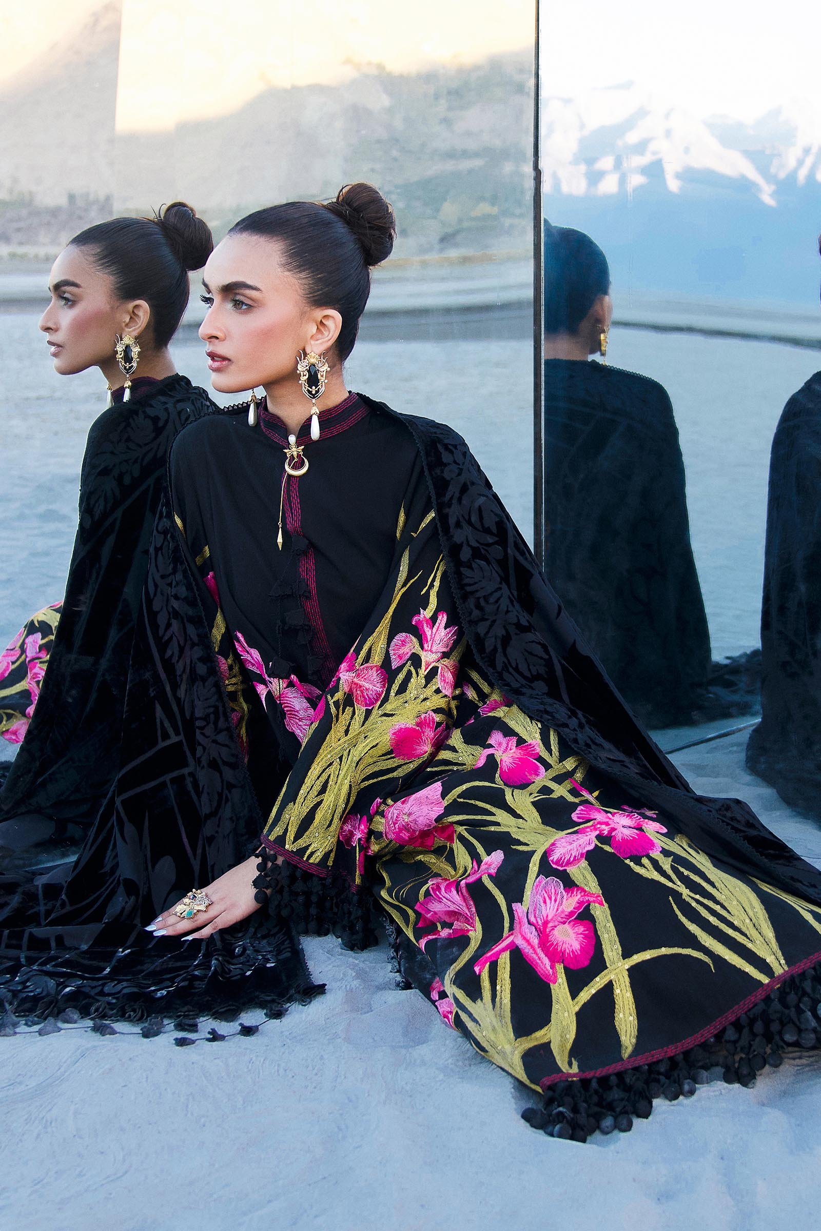 Sana Safinaz | Winter Shawl 24 | S241-003A-3CP - House Of Anaya