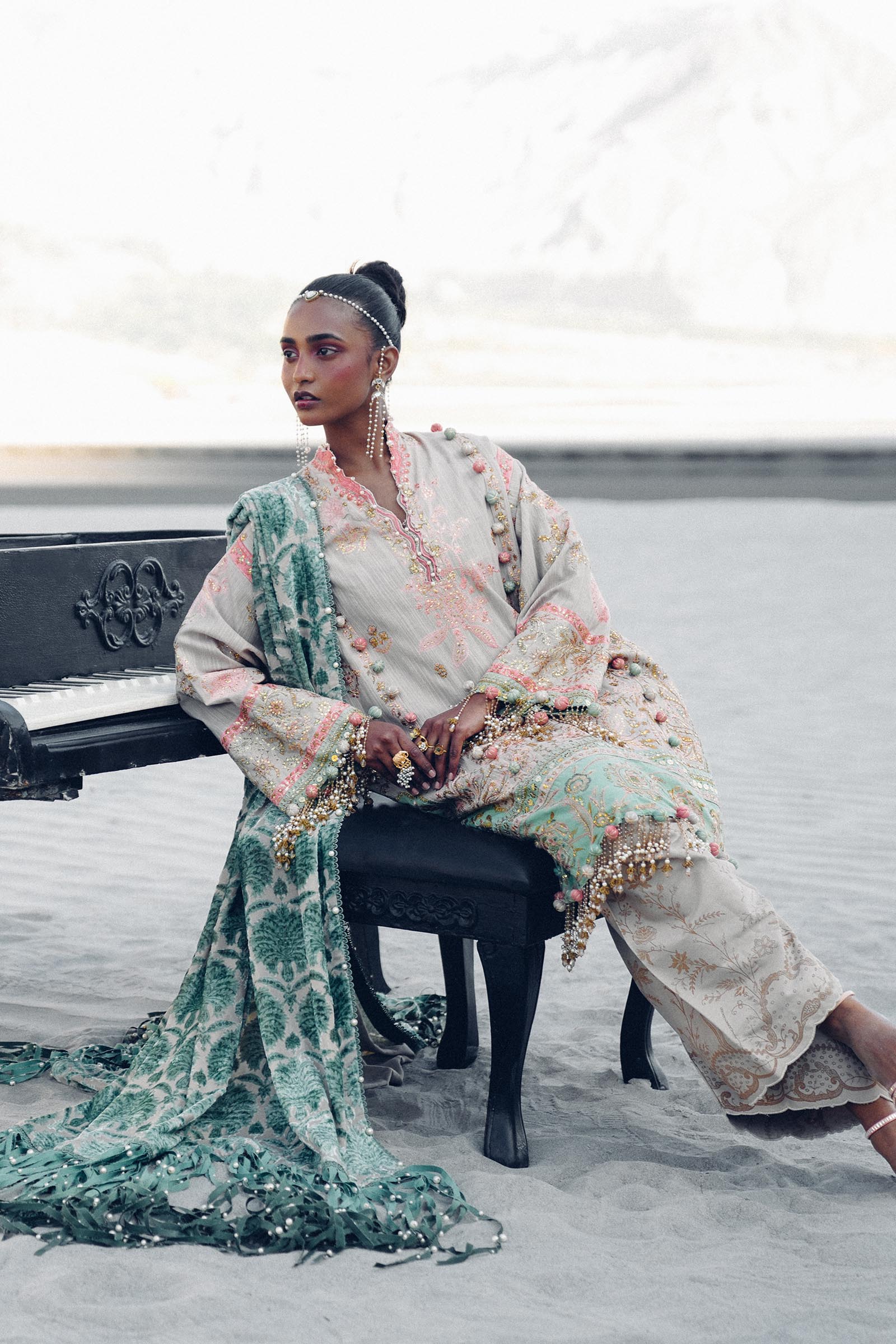 Sana Safinaz | Winter Shawl 24 | S241-001B-3CP - House Of Anaya