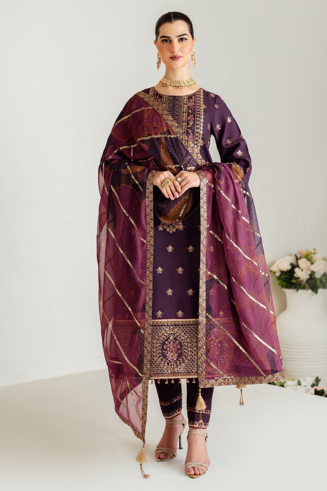 Alizeh | Luxury Raw Silk | AF-RS-05-SCARLET - House Of Anaya