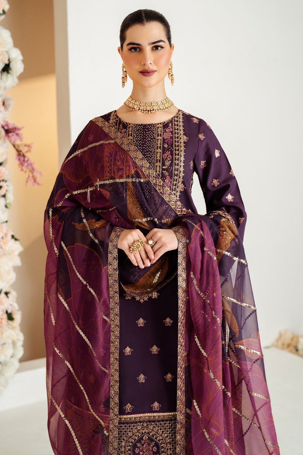 Alizeh | Luxury Raw Silk | AF-RS-05-SCARLET - House Of Anaya
