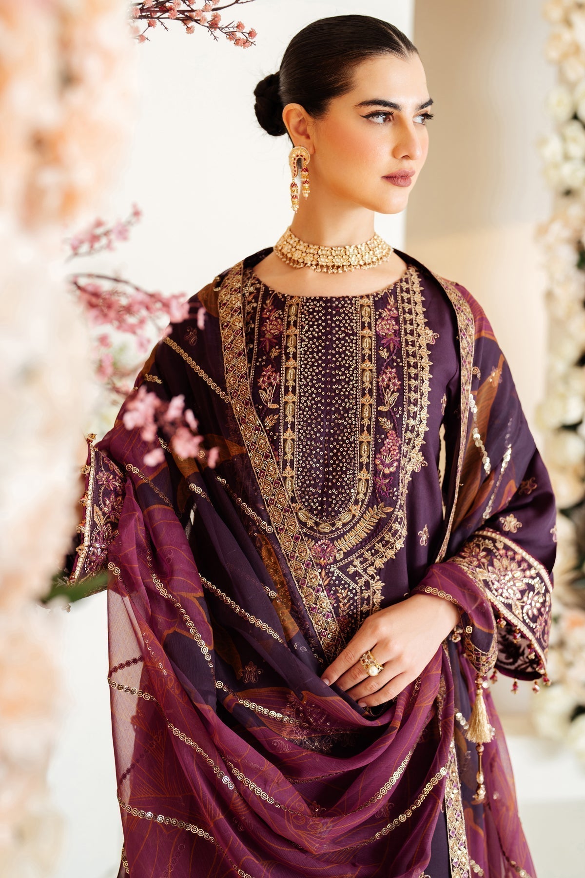 Alizeh | Luxury Raw Silk | AF-RS-05-SCARLET - House Of Anaya
