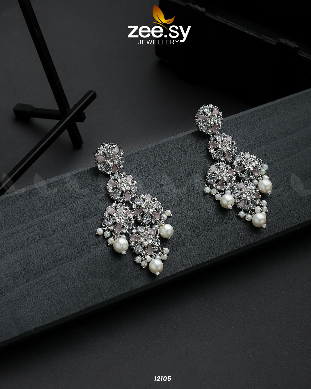 Silver Orchid Earrings - House Of Zarish