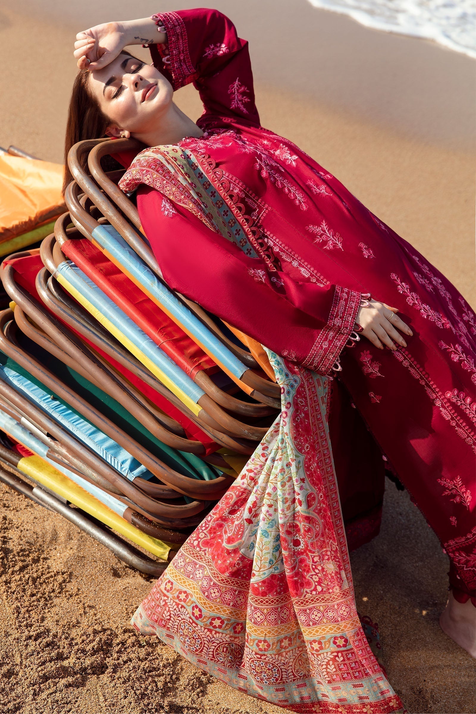 Zaha | Embroidered Lawn Collection | EIRA (ZL23-10 B) - House Of Anaya