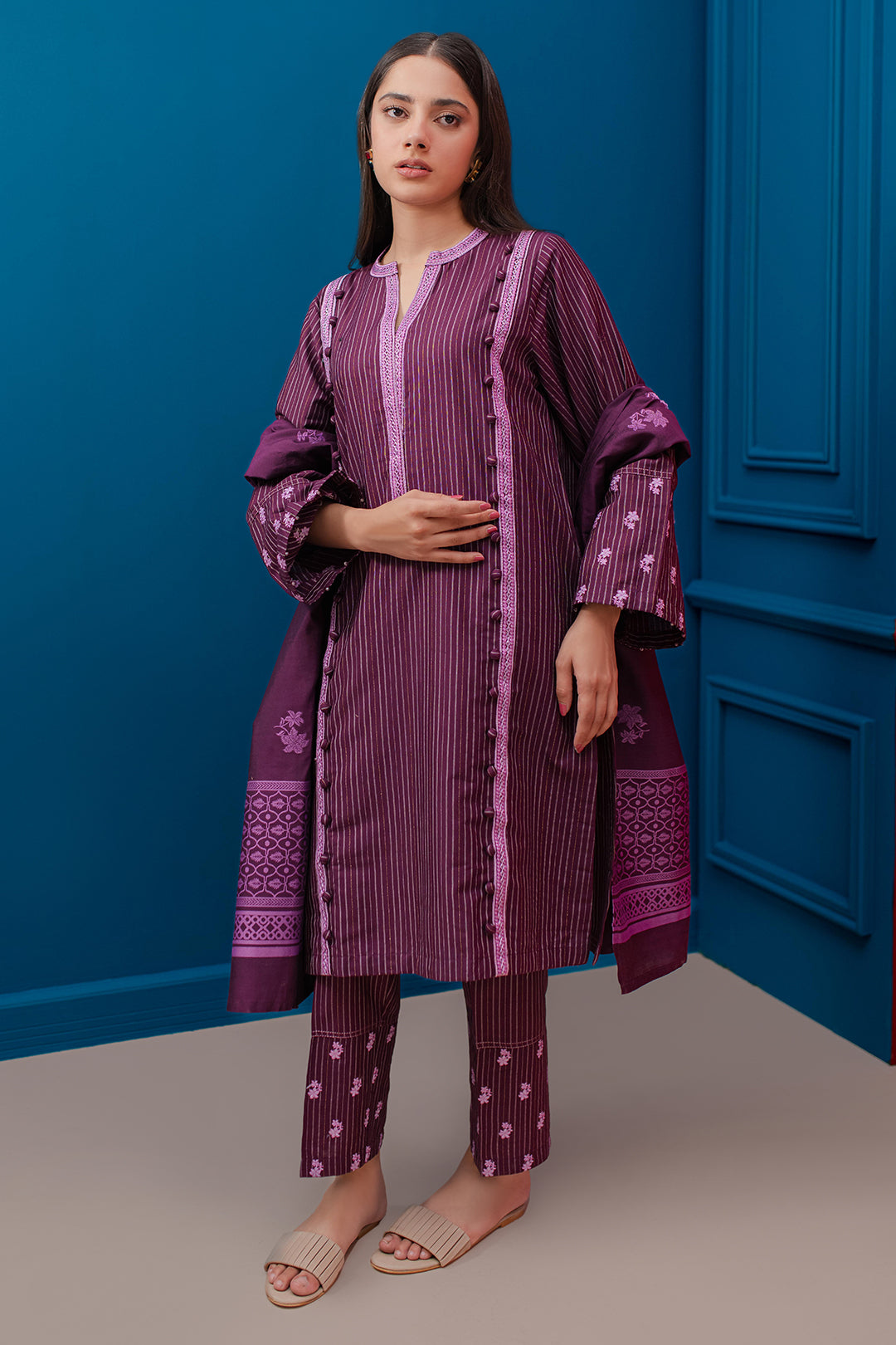 Zellbury | Winter Pret | Embroidered Kurta Dupatta Trouser - 1278 - House Of Zarish