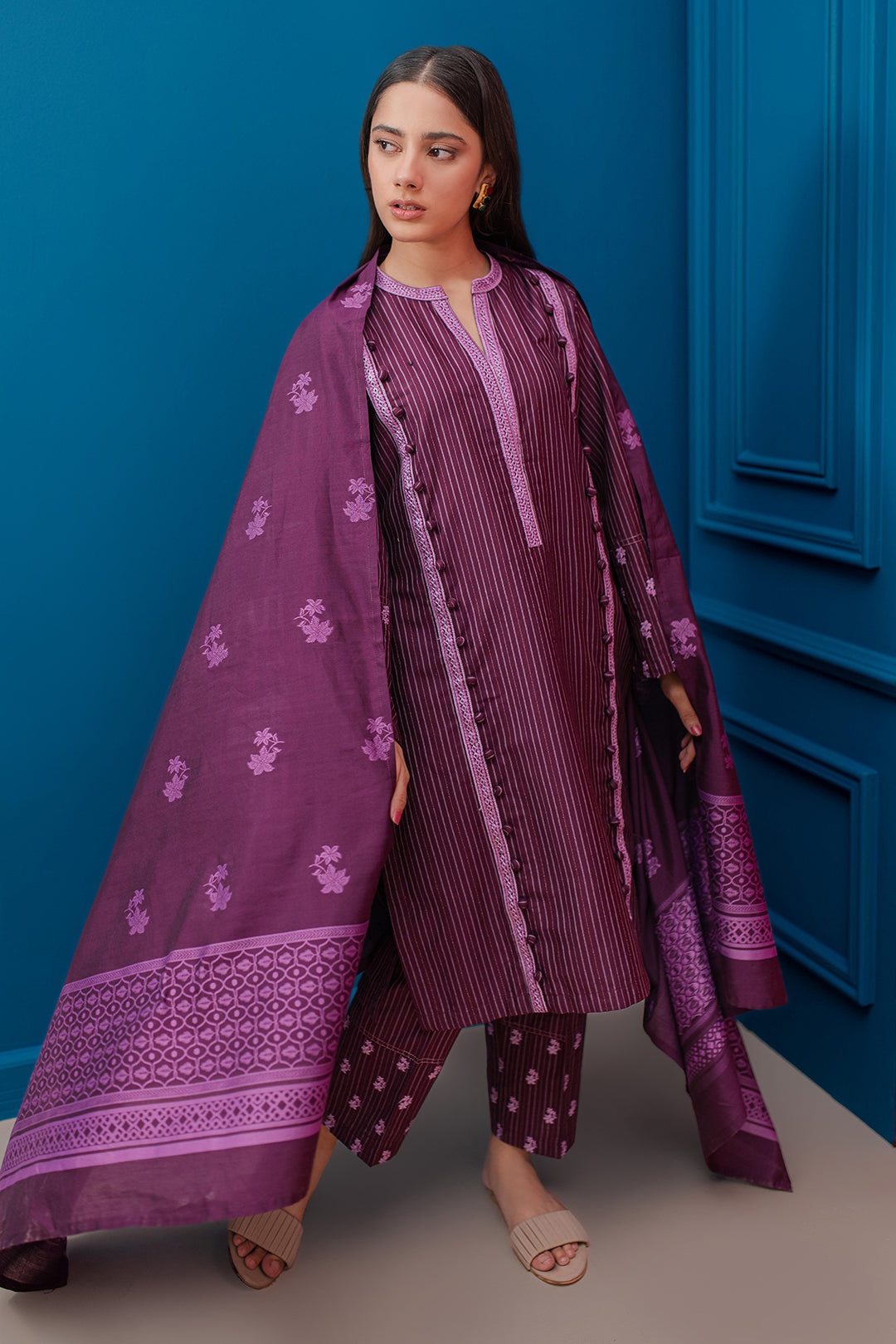 Zellbury | Winter Pret | Embroidered Kurta Dupatta Trouser - 1278 - House Of Zarish