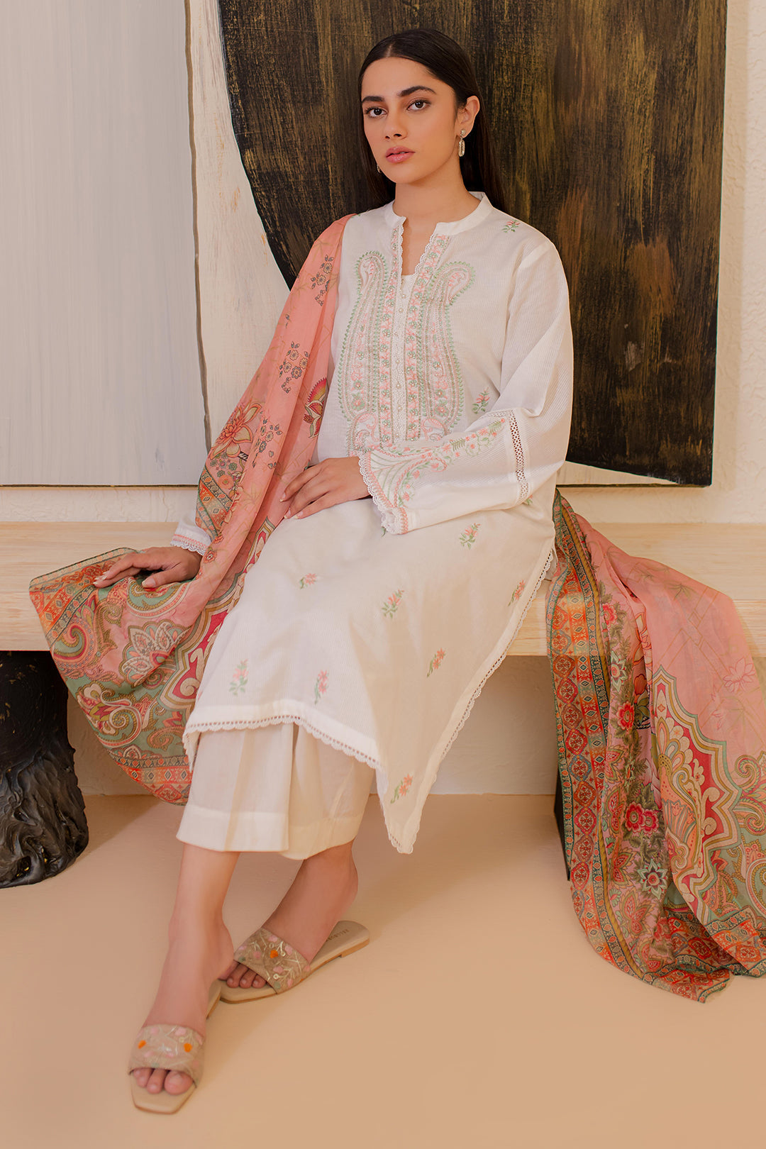 Zellbury | Summer Pret | Embroidered Kurta Dupatta - 3330 - House Of Zarish
