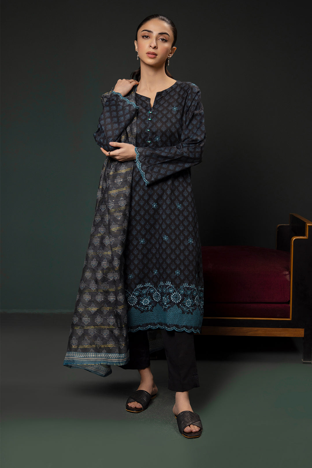 Zellbury | Summer Pret | Embroidered Kurta Dupatta Trouser - 2835 - House Of Zarish