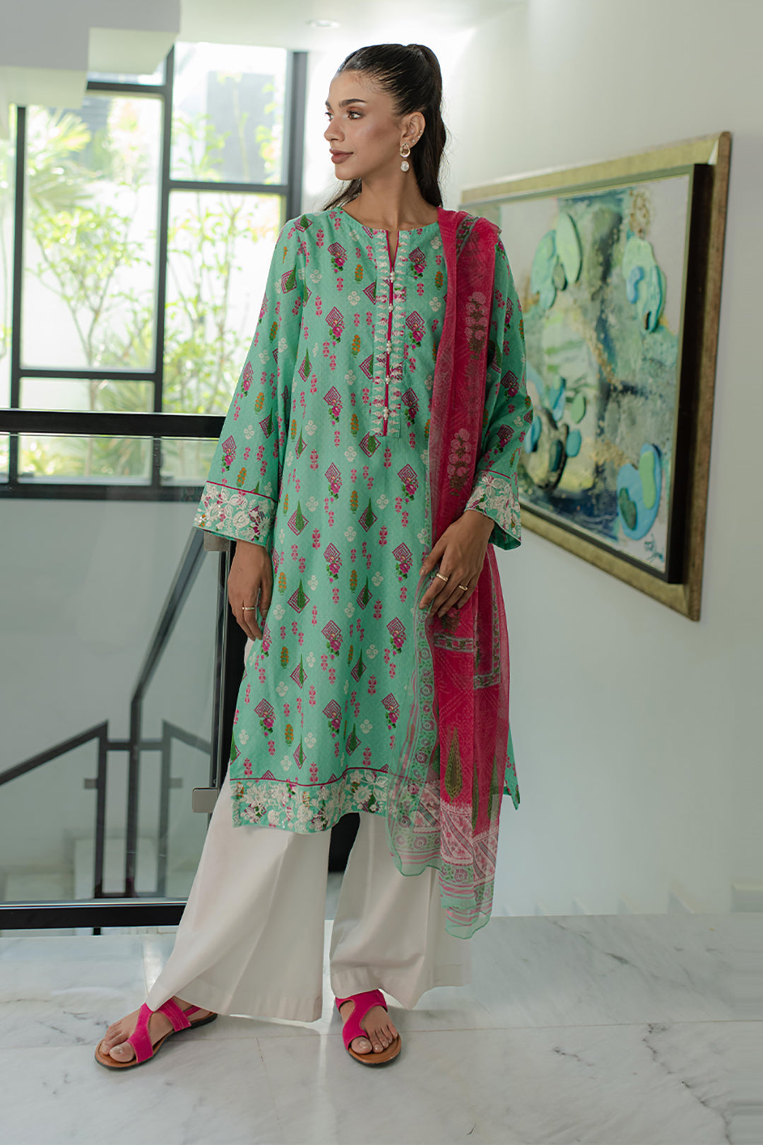 Zellbury | Summer Pret | Embroidered Kurta Dupatta - 1704 - House Of Zarish