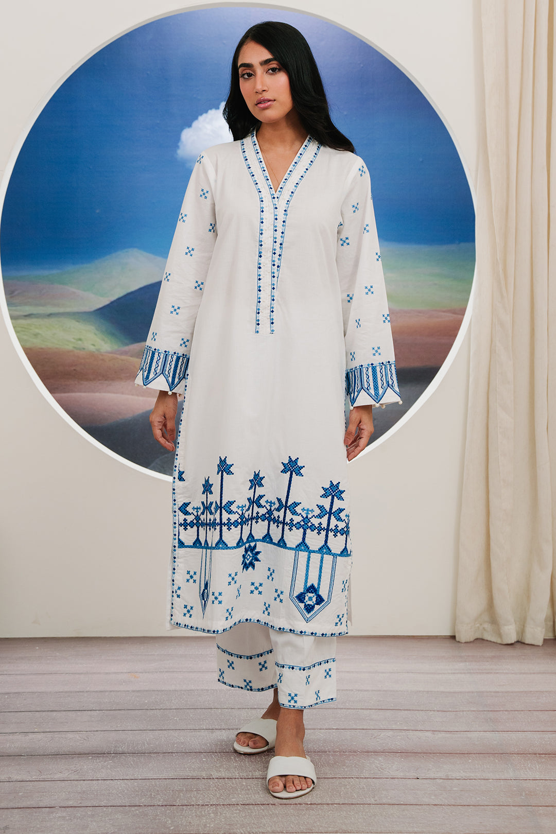 Zellbury | Summer Pret | Embroidered Kurta Trouser - 1984 - House Of Zarish