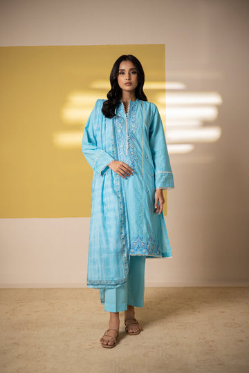 Zellbury | Summer Pret | Embroidered Kurta Dupatta Trouser - 1965 - House Of Zarish