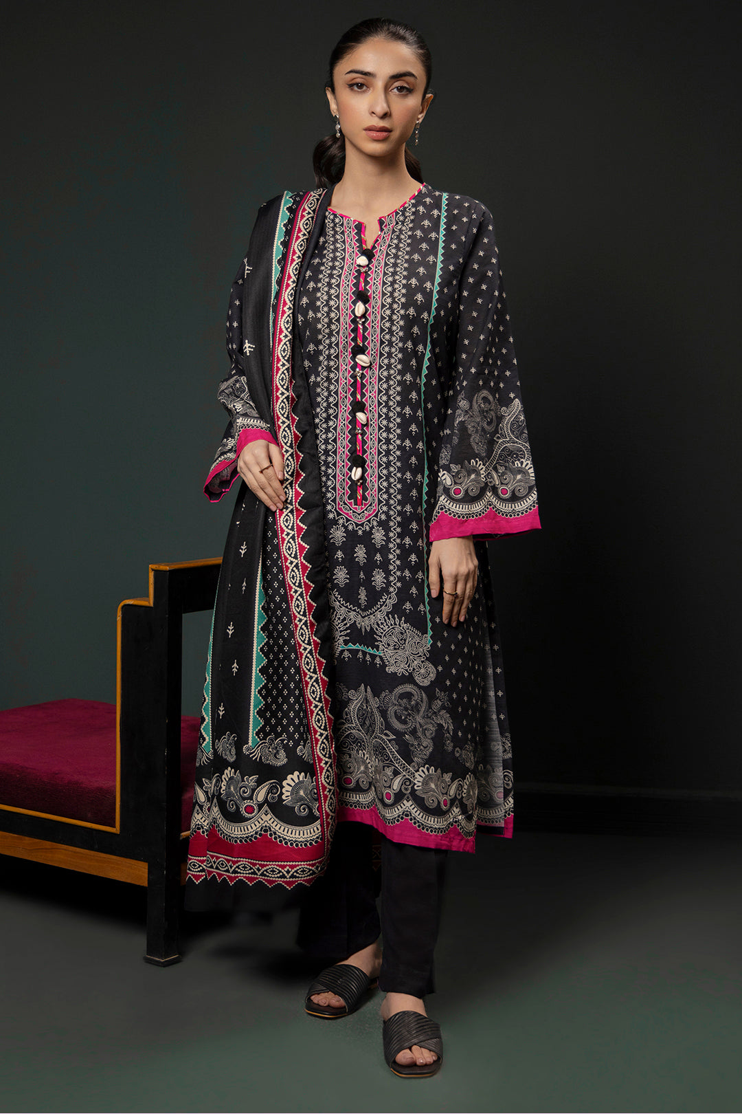 Zellbury | Winter Pret | Kurta Shawl Trouser - 3008 - House Of Zarish